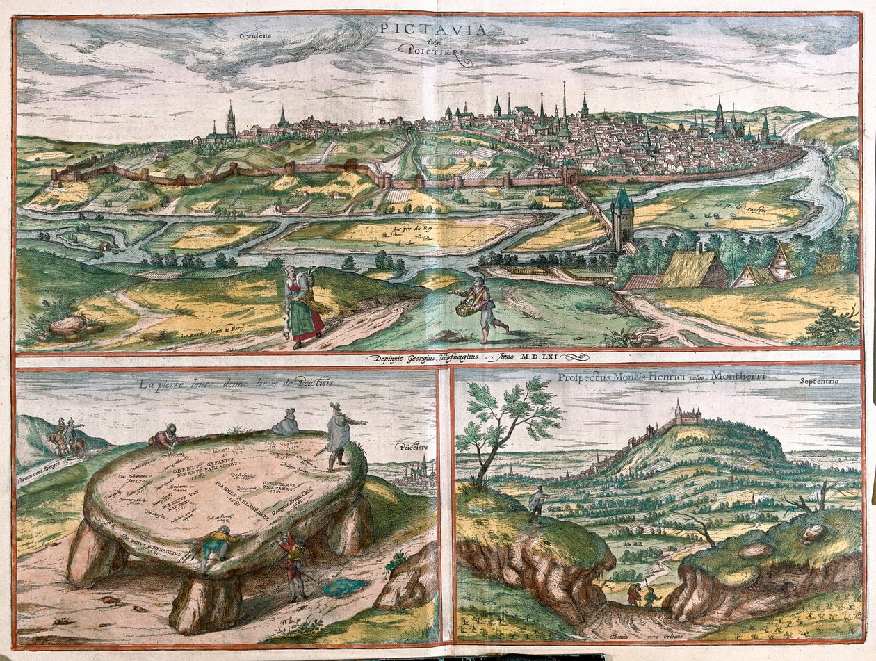 Montpellier, Tours e Poitiers, Francia - in "Civitates Orbis Terrarum" di Georg Braun, Colonia, 1617. da Georg Braun