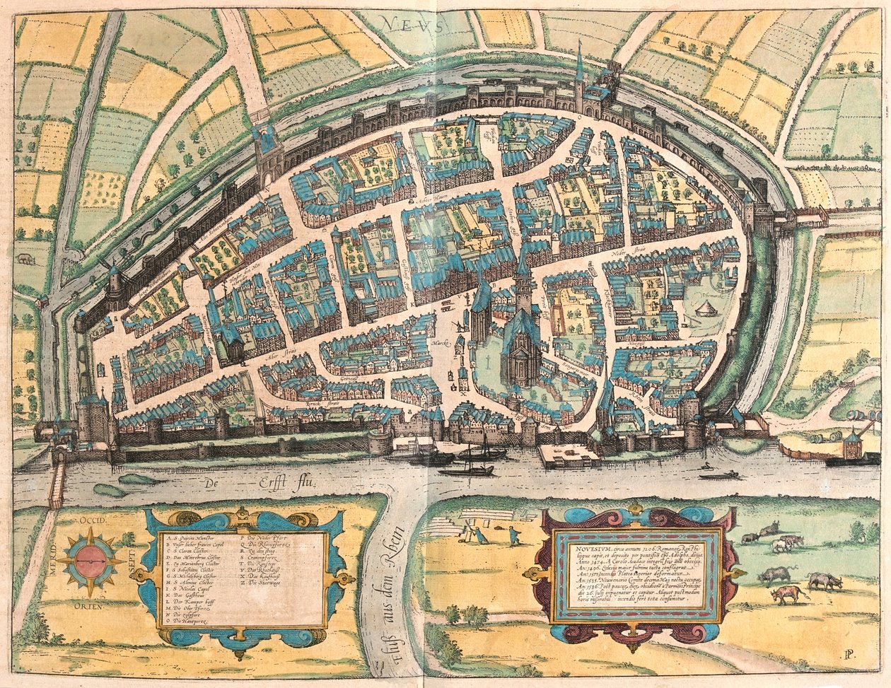 Neuss, Germania - in "Civitates Orbis Terrarum" di Georg Braun, Colonia 1617 da Georg Braun