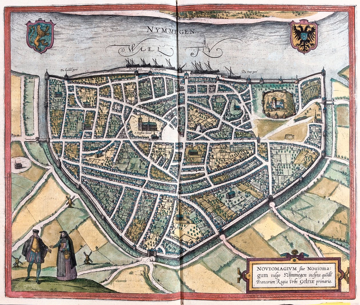 Nijmegen - Paesi Bassi, in "Civitates Orbis Terrarum" di Georg Braun, Colonia 1617 da Georg Braun