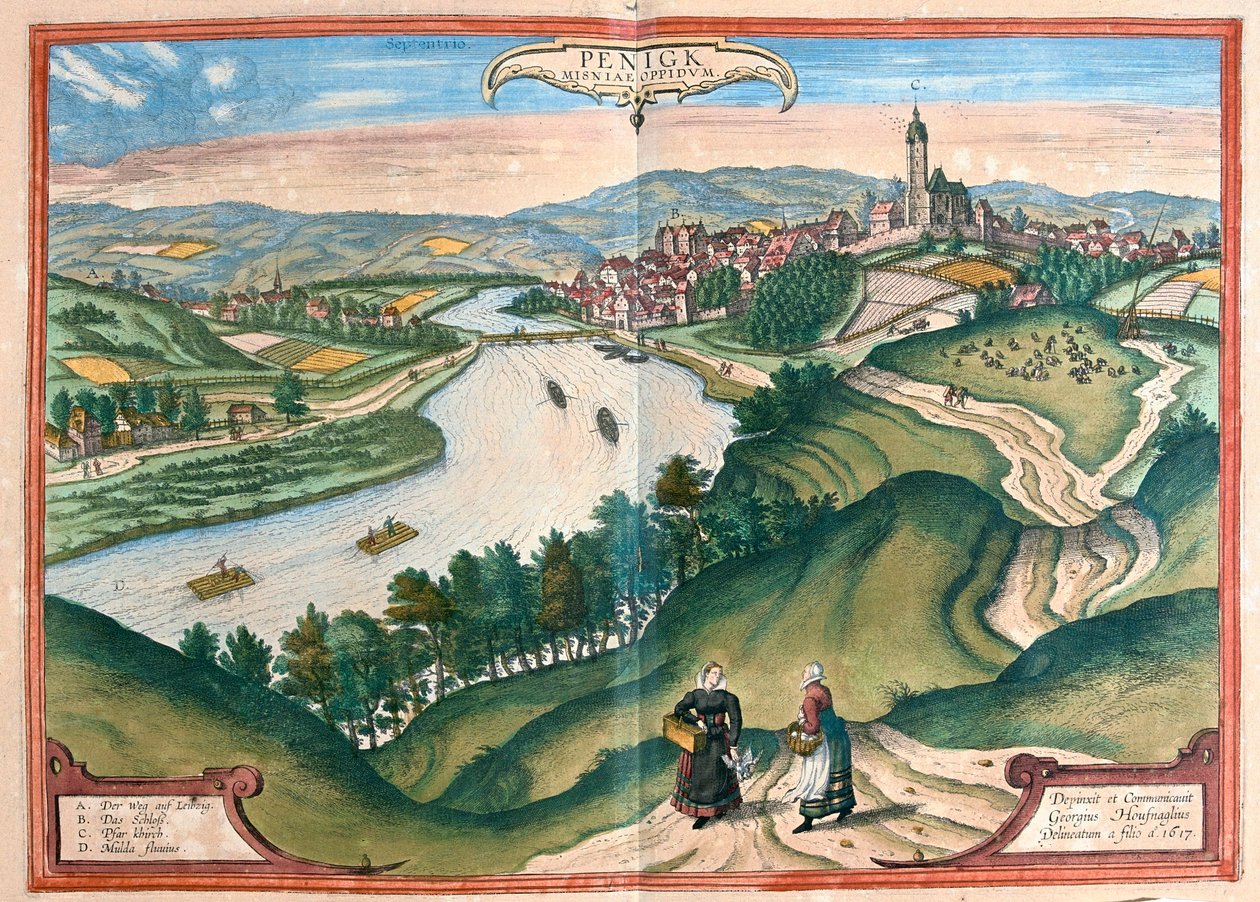 Penig, Germania - in "Civitates Orbis Terrarum" di Georg Braun, Colonia 1617 da Georg Braun