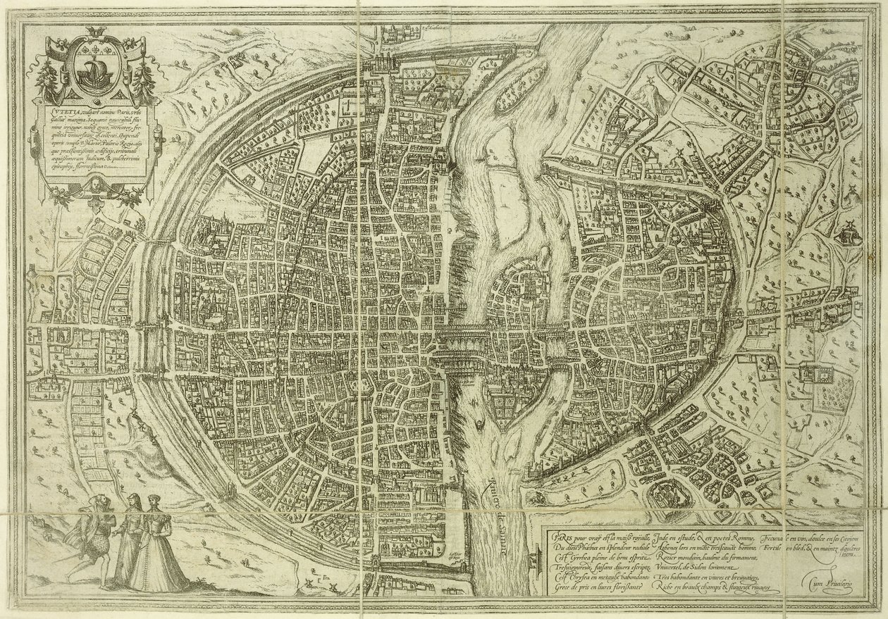 Piano della città di Parigi, 1572 da Georg Braun
