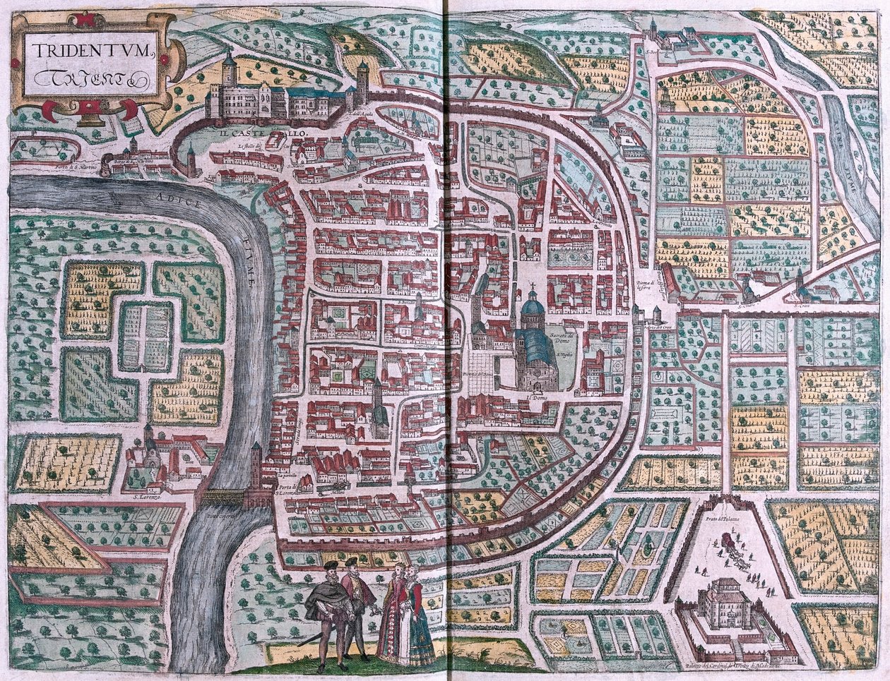 Trento, Italia - in "Civitates Orbis Terrarum" di Georg Braun, Colonia 1617 da Georg Braun