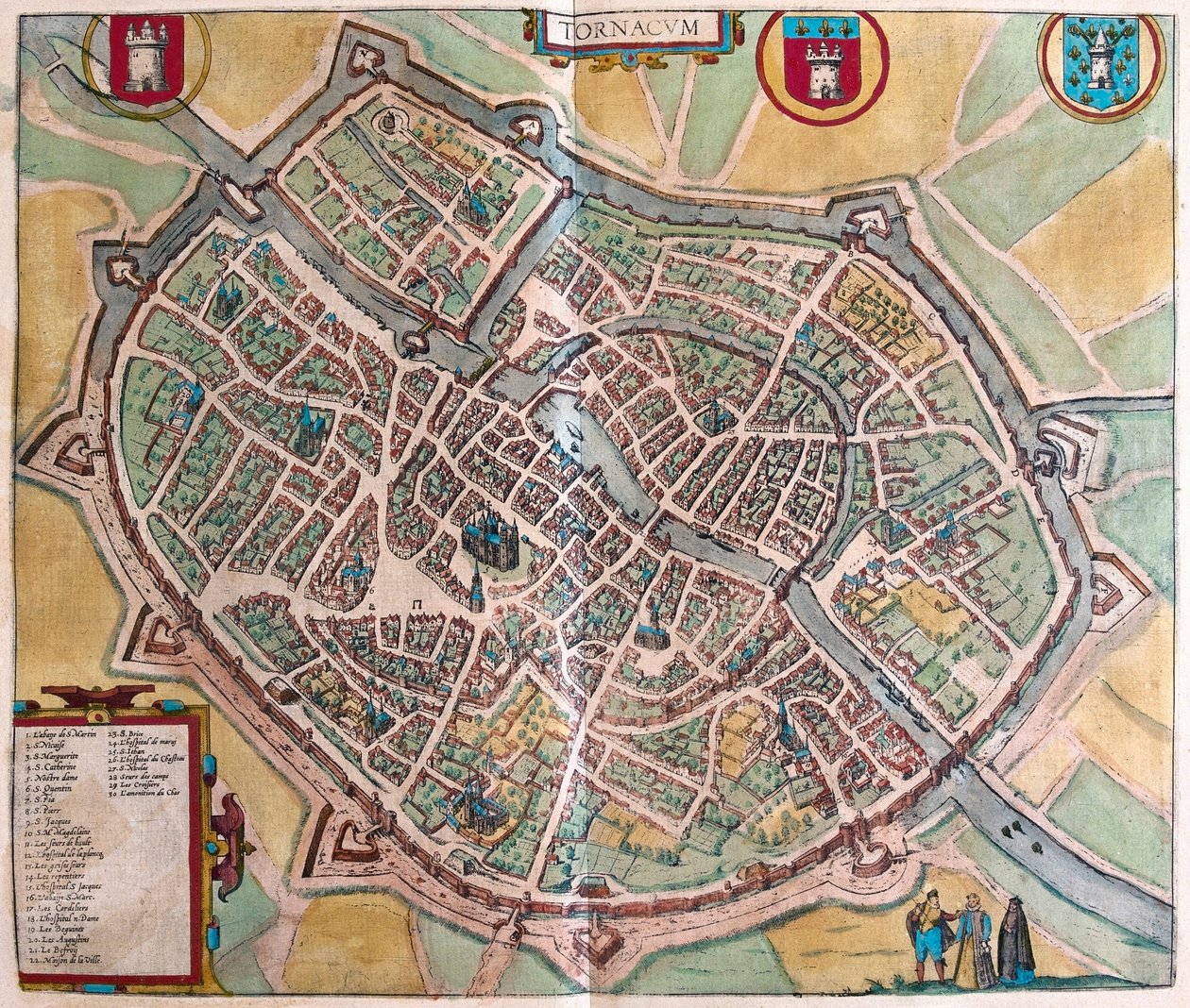 Turnai, Belgio - in "Civitates Orbis Terrarum" di Georg Braun, Colonia 1617 da Georg Braun