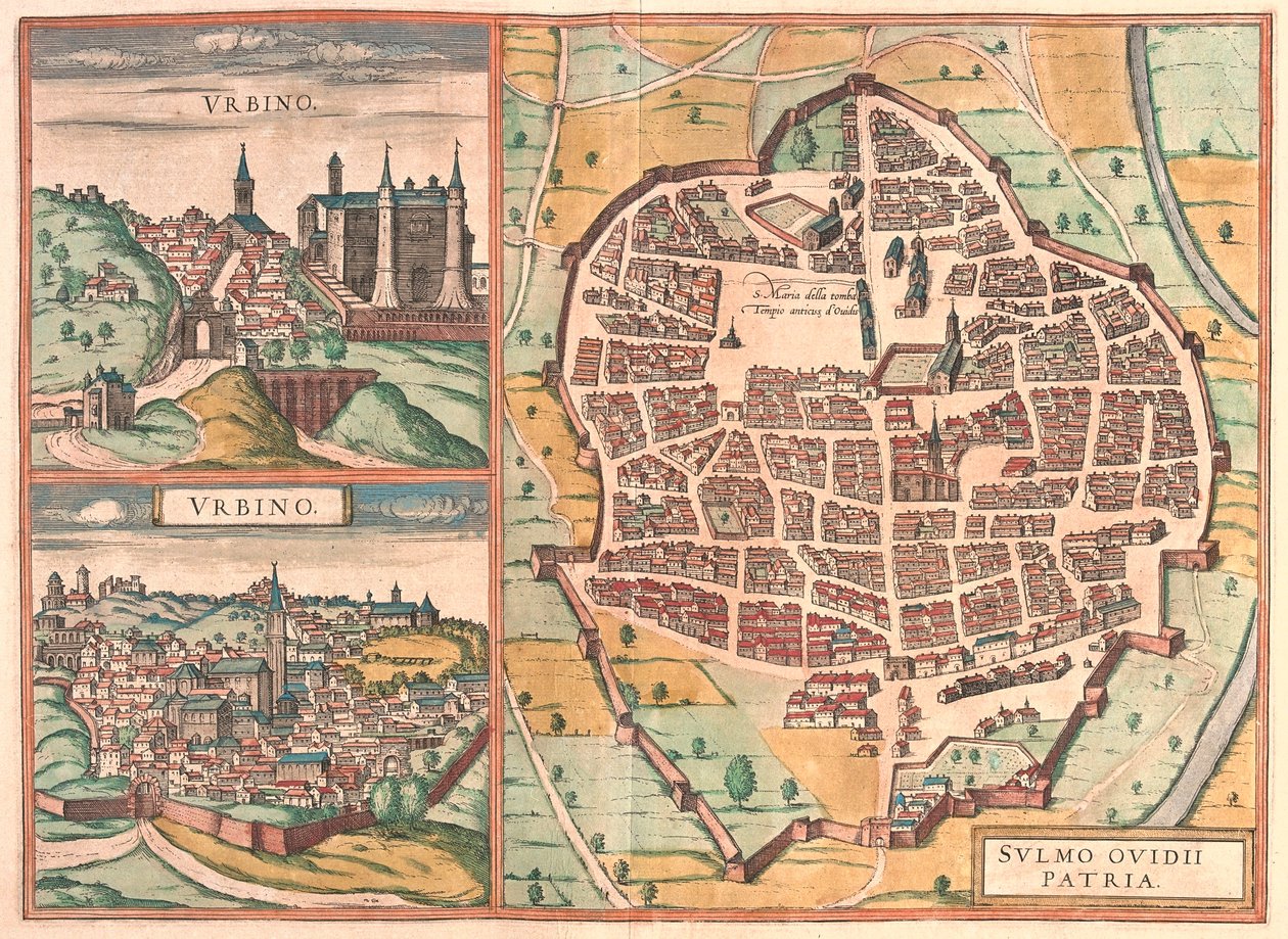 Urbino - Sulmona, Italia - in "Civitates Orbis Terrarum" di Georg Braun, Colonia 1617 da Georg Braun