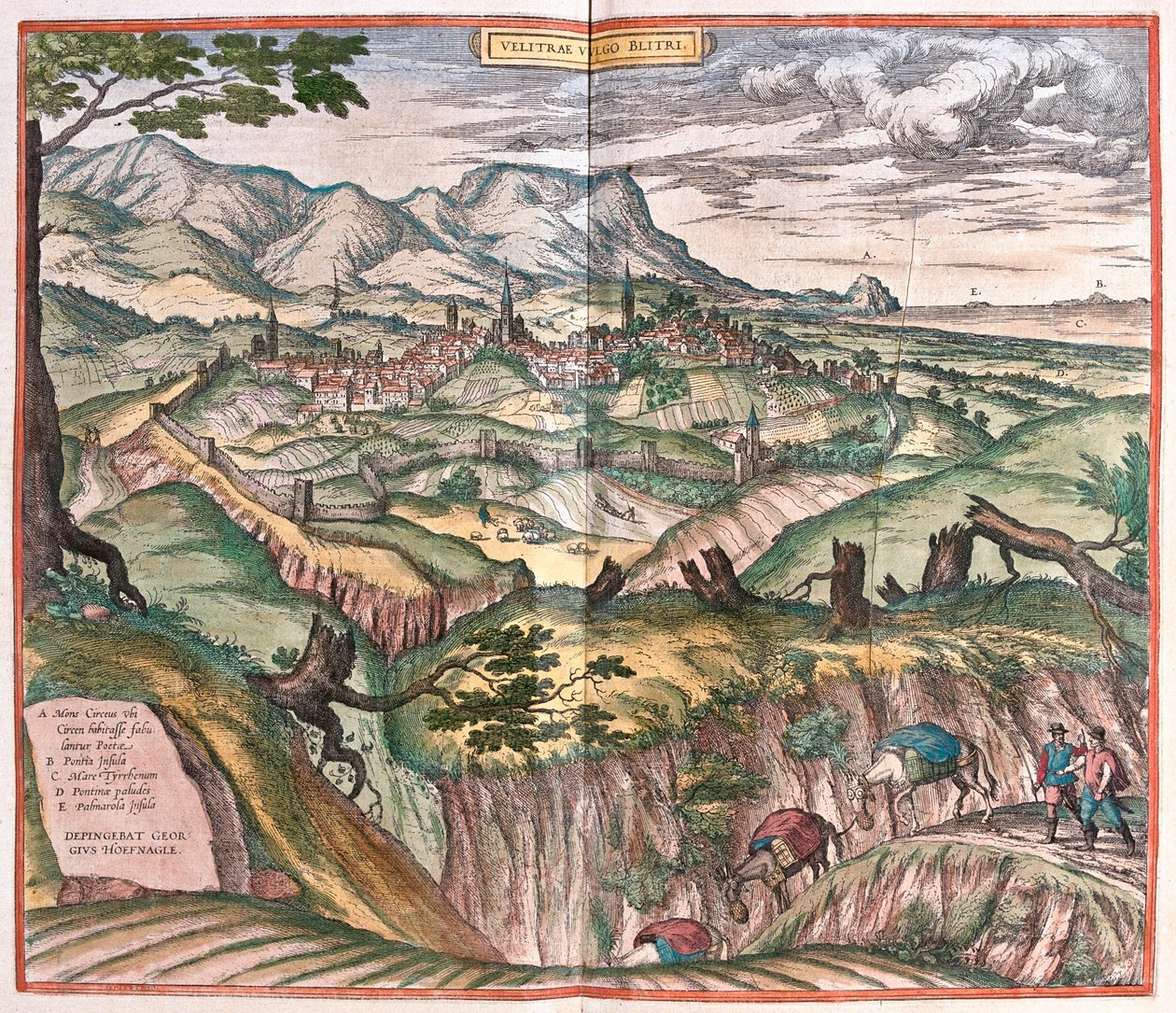 Velletri, Italia - in "Civitates Orbis Terrarum" di Georg Braun, Colonia 1617 da Georg Braun
