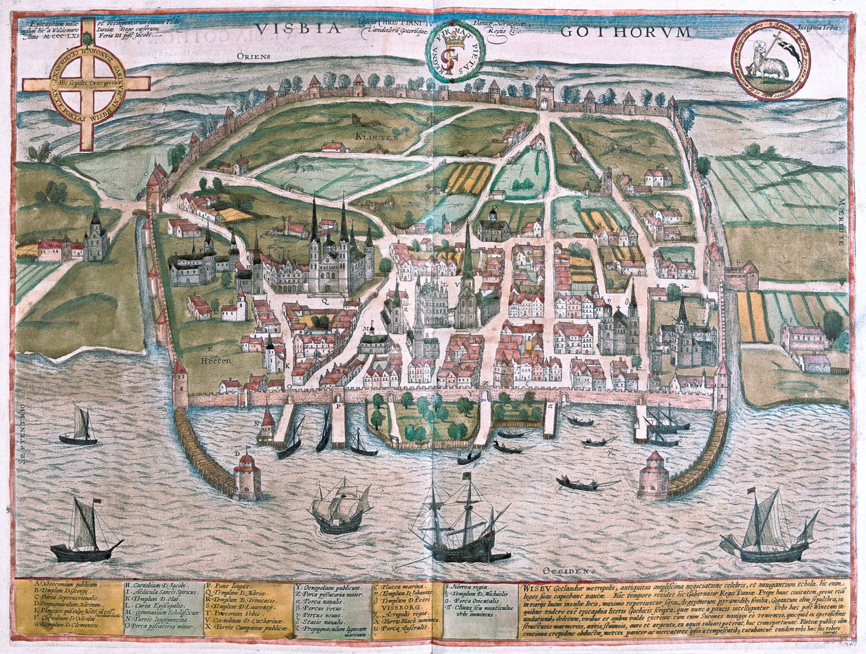 Visby, Isola di Gotland, Svezia - in "Civitates Orbis Terrarum" di Georg Braun, Colonia 1617 da Georg Braun