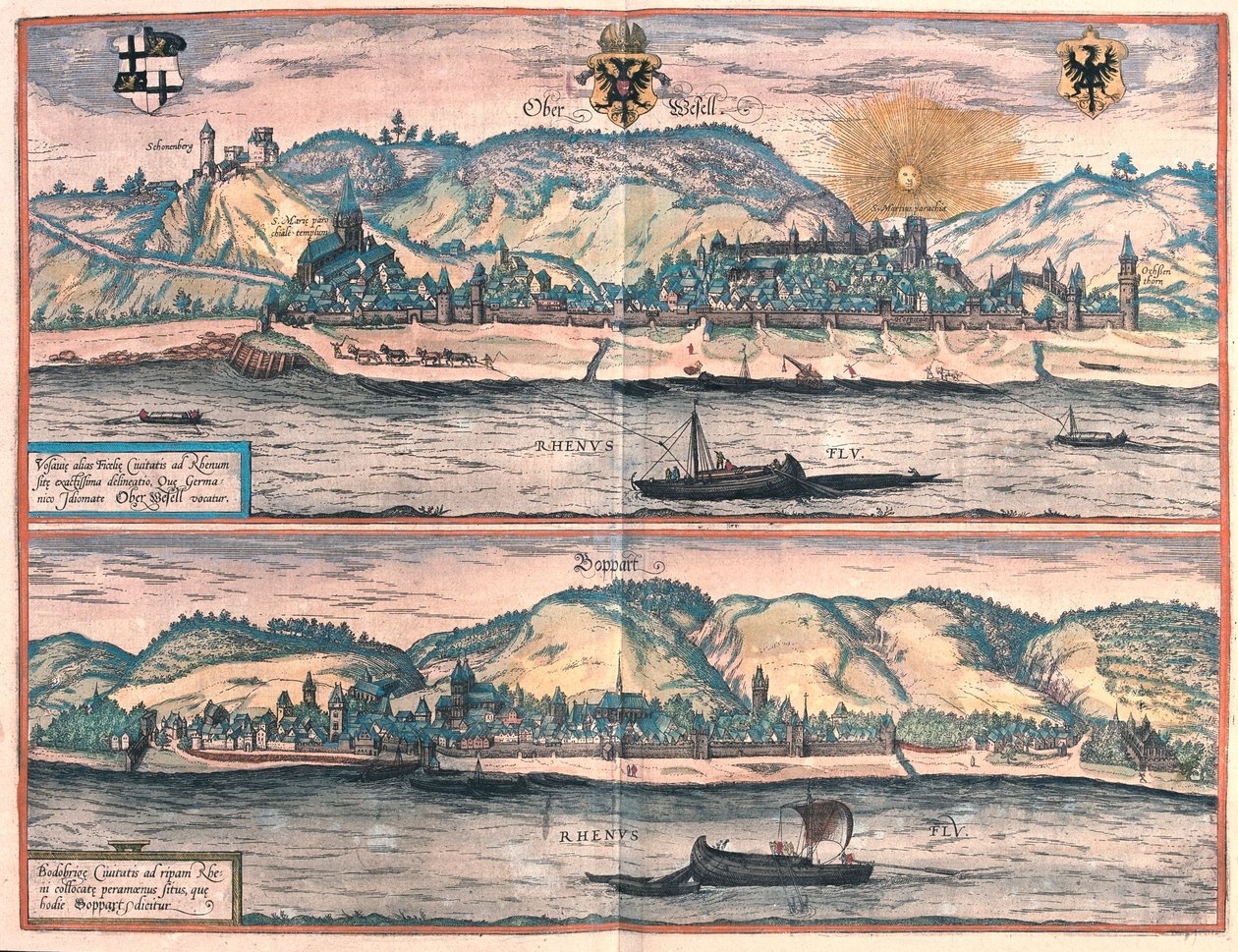 Vosavia (Ficelia) Oberwesel - Boppard, Germania - in "Civitates Orbis Terrarum" di Georg Braun, Colonia 1617 da Georg Braun