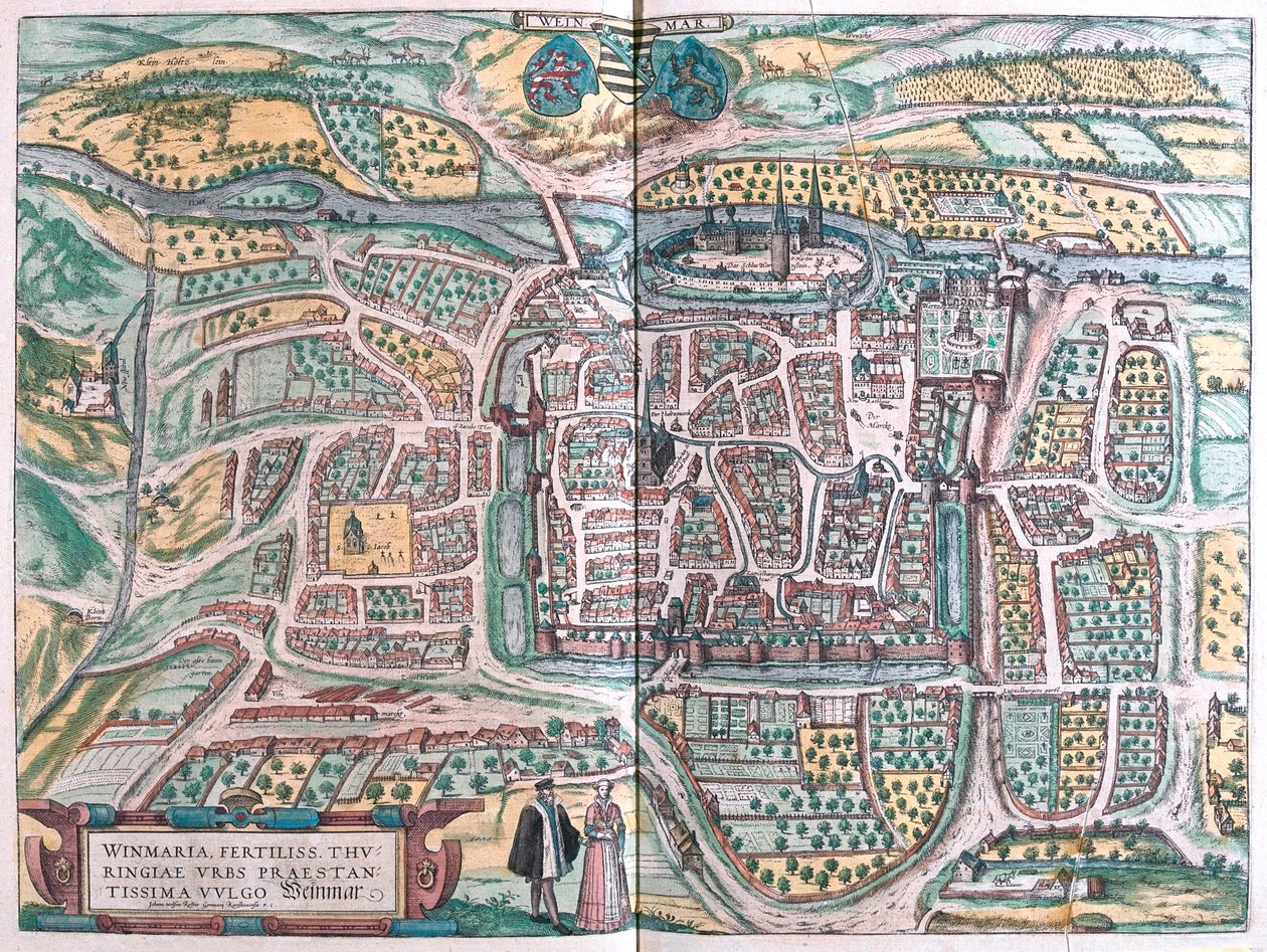 Weimar, Germania - in "Civitates Orbis Terrarum" di Georg Braun, Colonia 1617 da Georg Braun