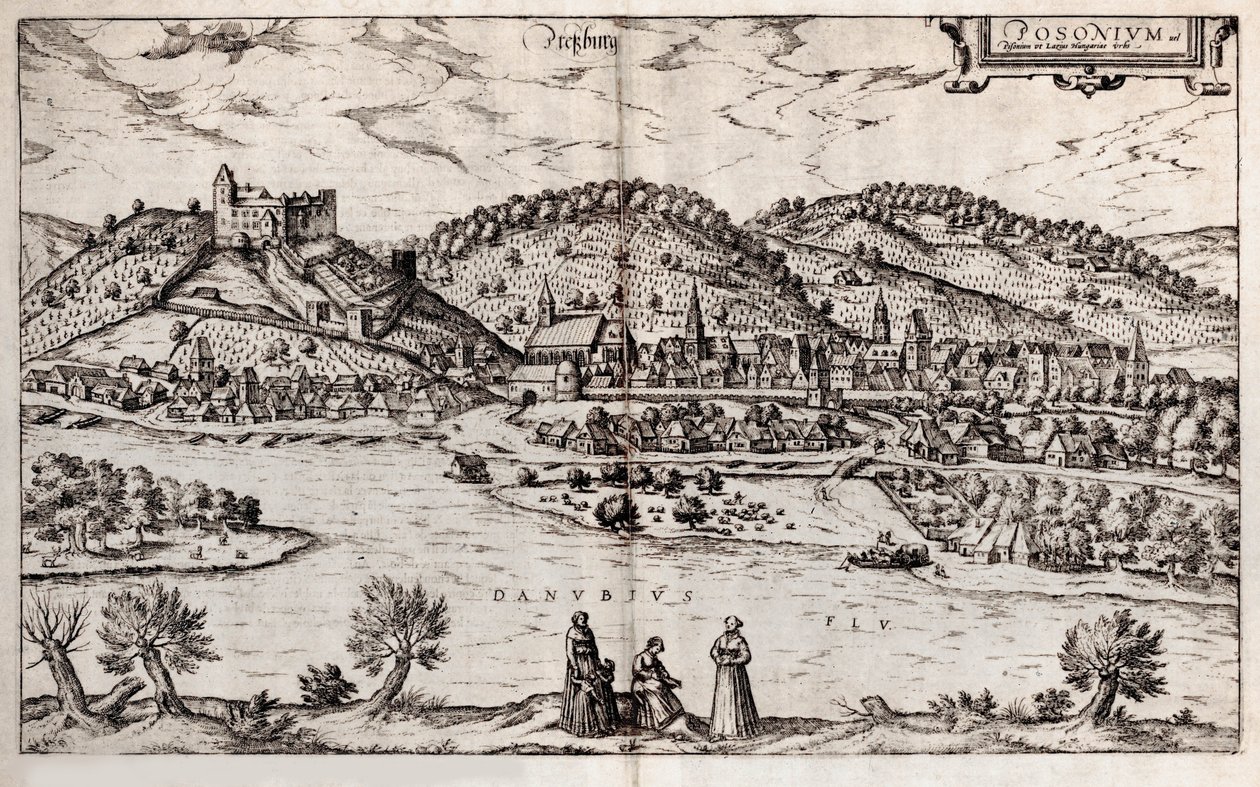 Pressburg Bratislava. Da: Civitates orbis terrarium da Georg Braun und Franz Hogenberg