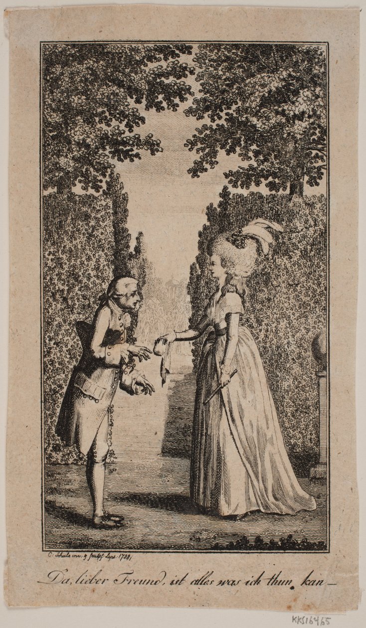 Illustrazione con dama e signore in un parco da Georg Christian Schule