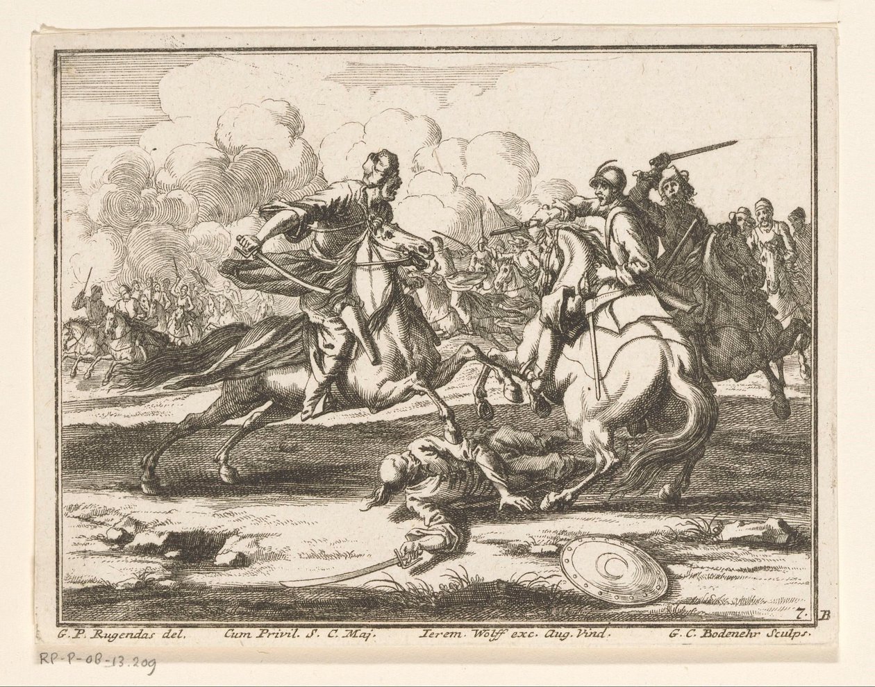 Combattimento di cavalieri contro Ottomani da Georg Conrad Bodenehr