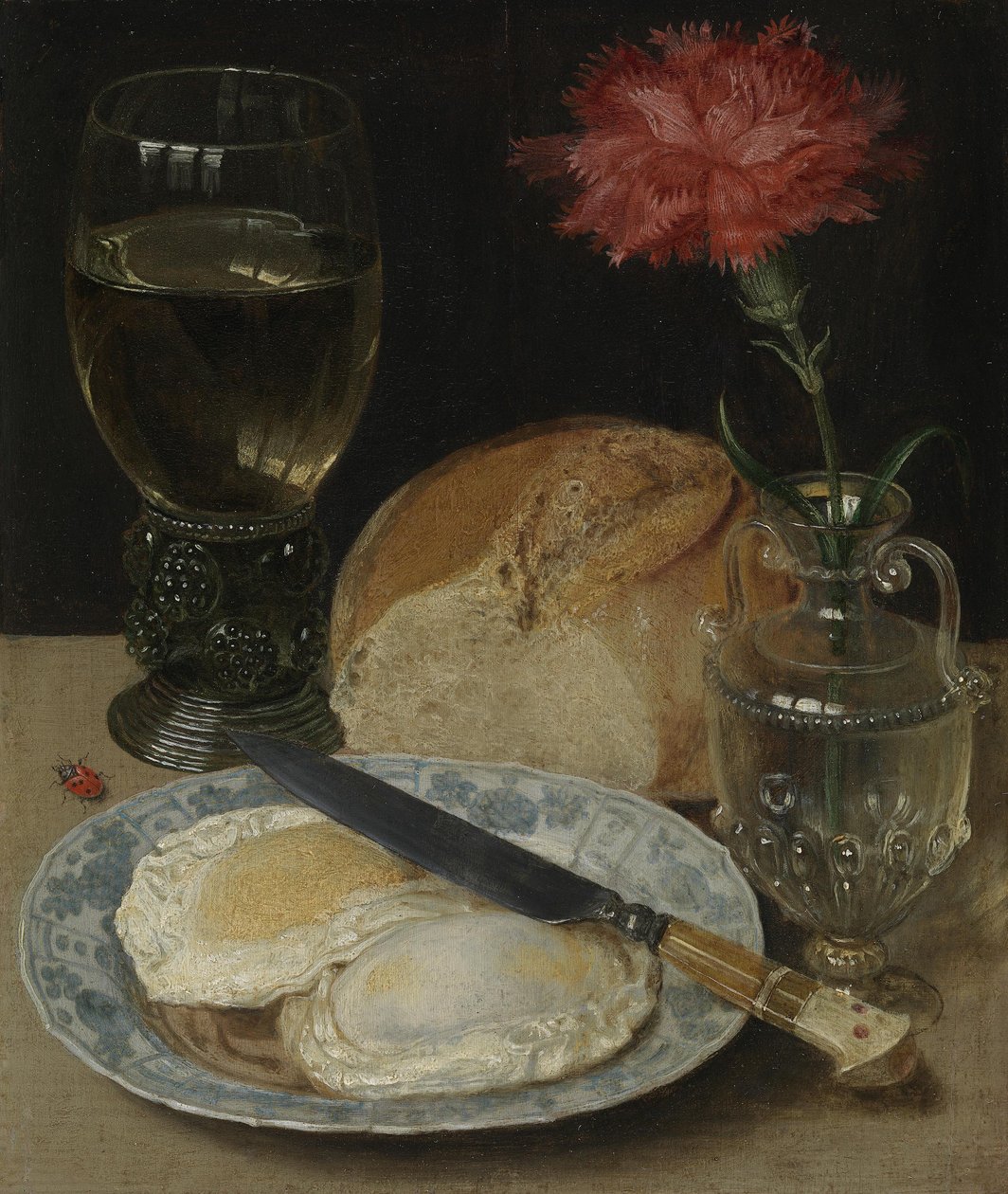 Tedesco: Stillleben mit Spiegeleiern Stil-life con uova fritte da Georg Flegel