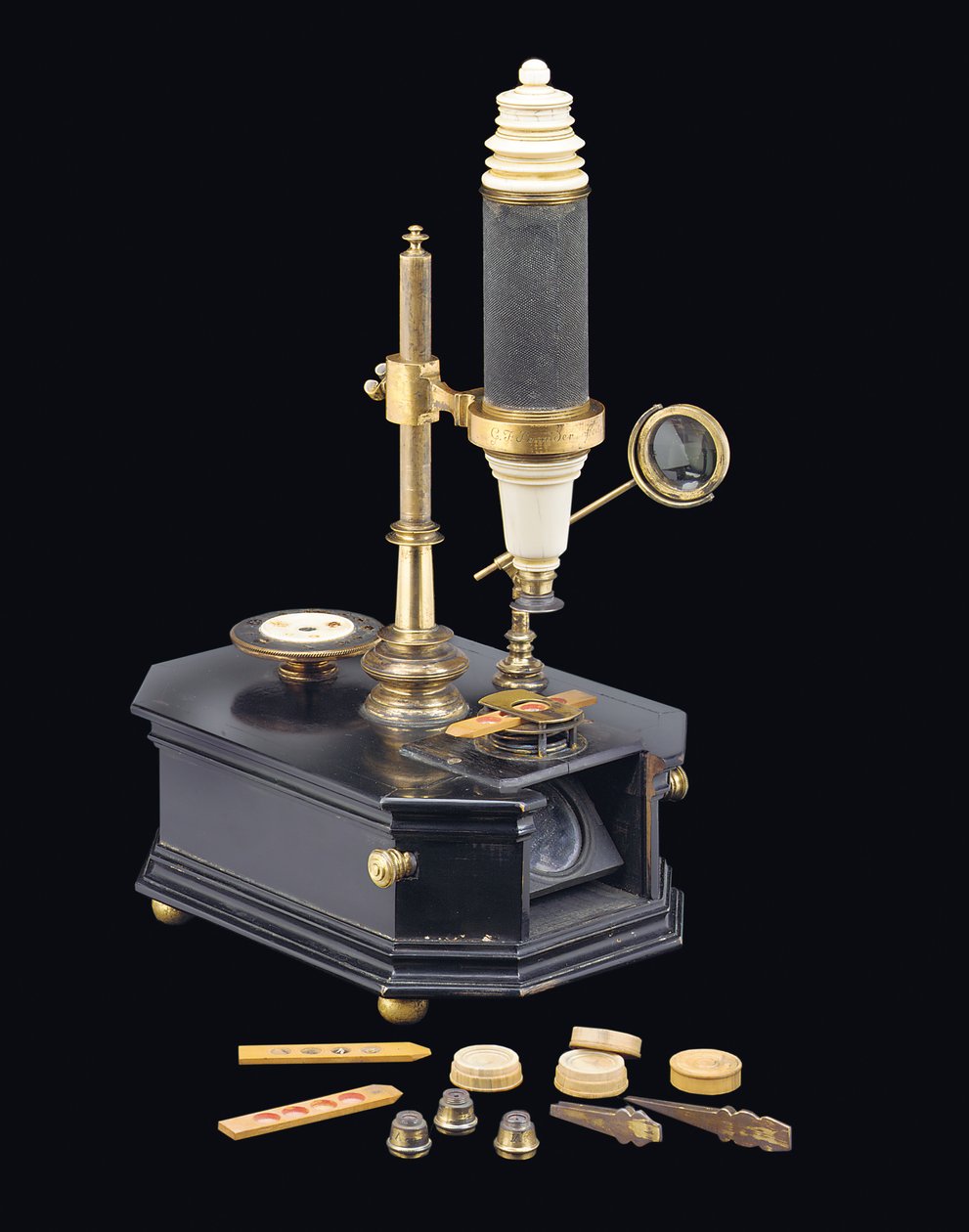 Microscopio a scatola composta, c.1775 da Georg Friedrich Brander