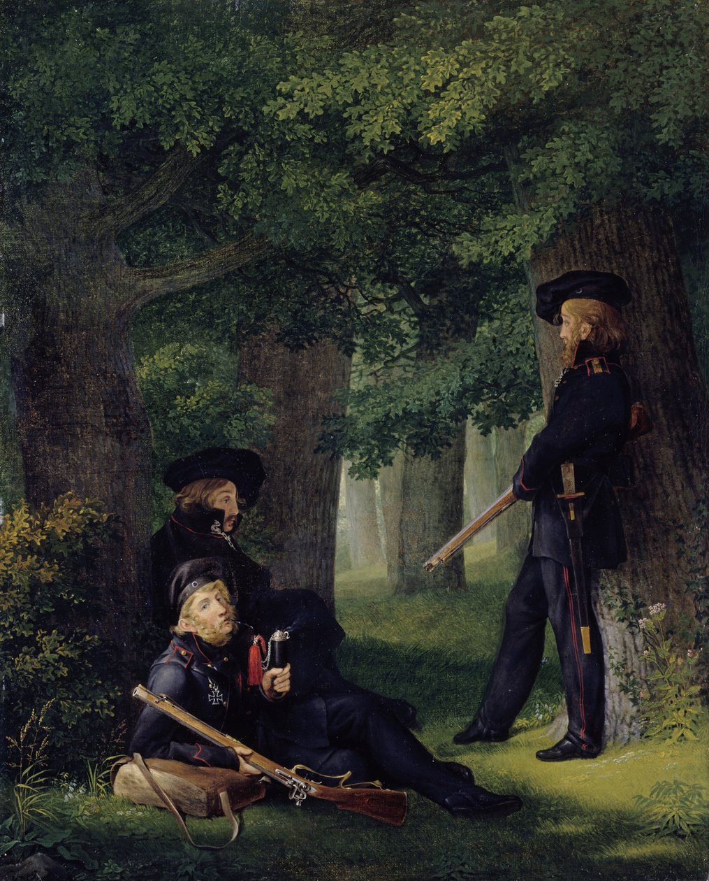 Tedesco: Theodor Körner, Friedrich Friesen e Heinrich Hartmann su Avamposto in servizio da Georg Friedrich Kersting