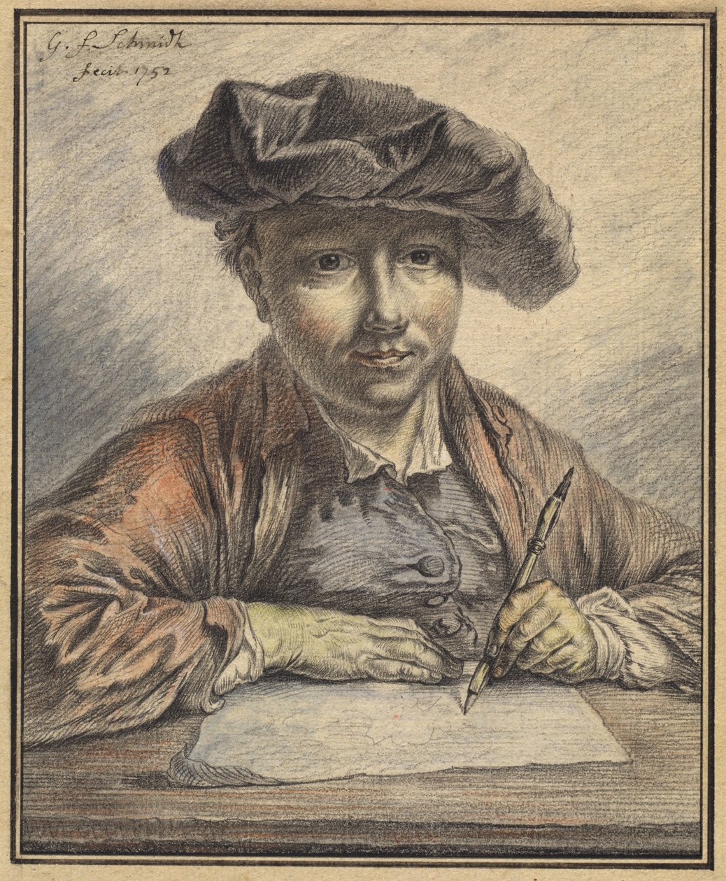Autoritratto mentre disegna da Georg Friedrich Schmidt