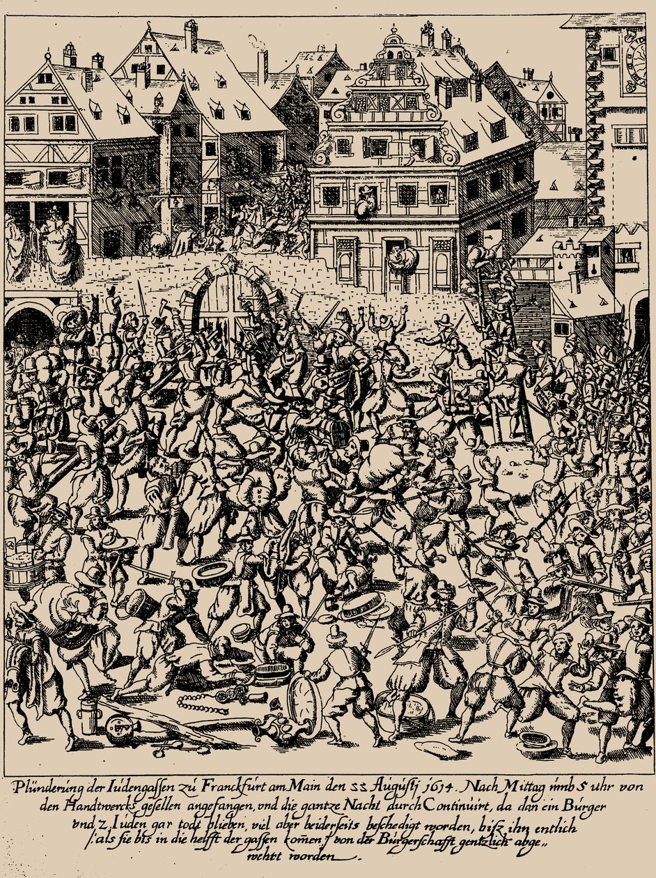 La rivolta di Fettmilch. Il saccheggio della Judengasse a Francoforte il 22 agosto 1614 da Georg Keller