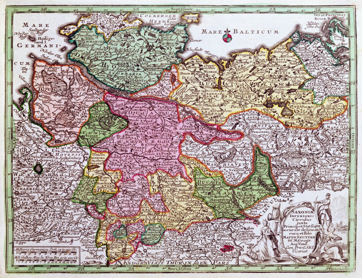 Mappa della Germania Settentrionale, da un Atlante da Georg Matthäus Seutter