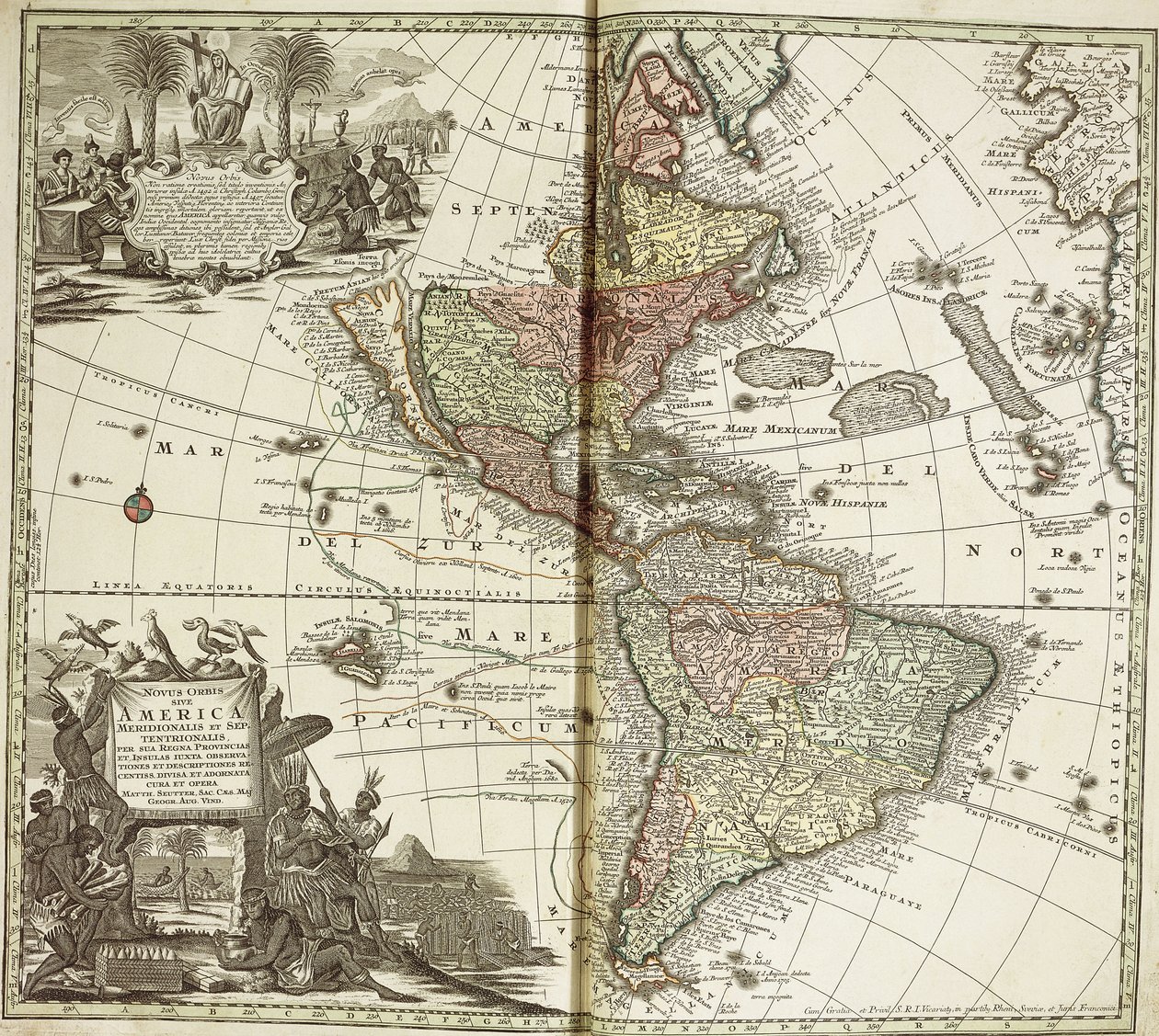 Mappa delle Americhe da Georg Matthäus Seutter