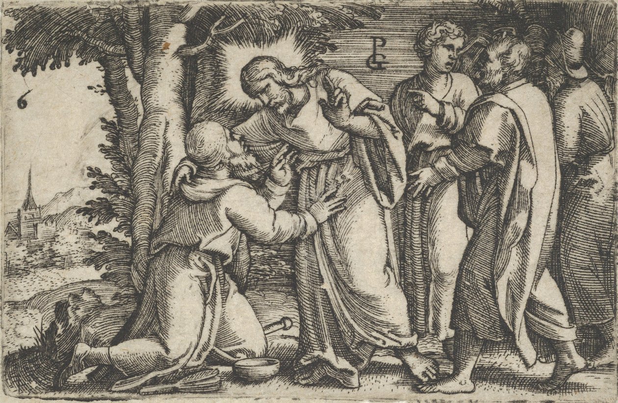 Cristo guarisce il lebbroso, dalla Storia di Cristo da Georg Pencz