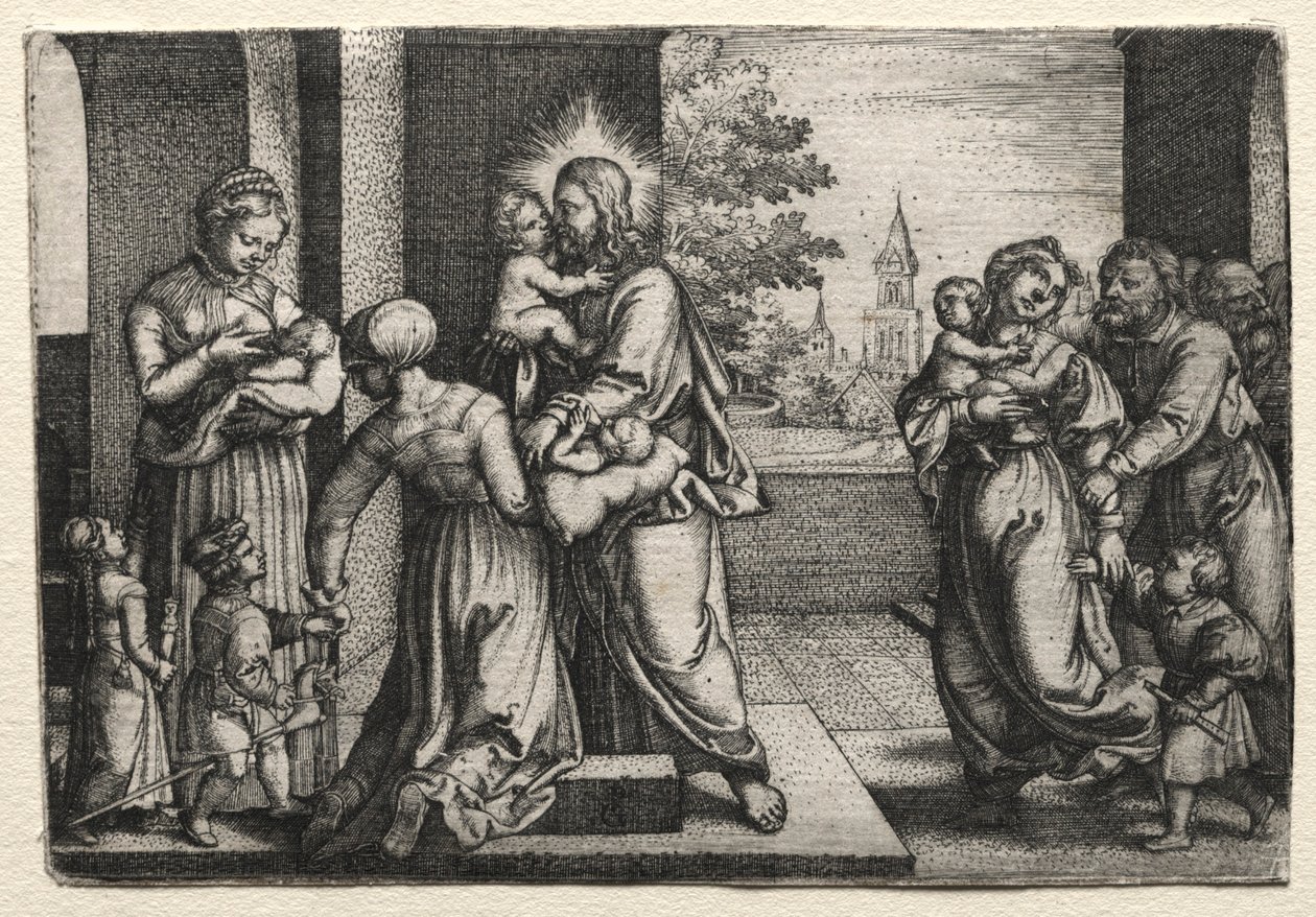 Cristo con i bambini, c. 1548 da Georg Pencz