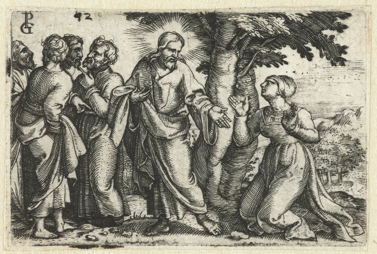 Cristo guarisce la donna con emorragia da Georg Pencz