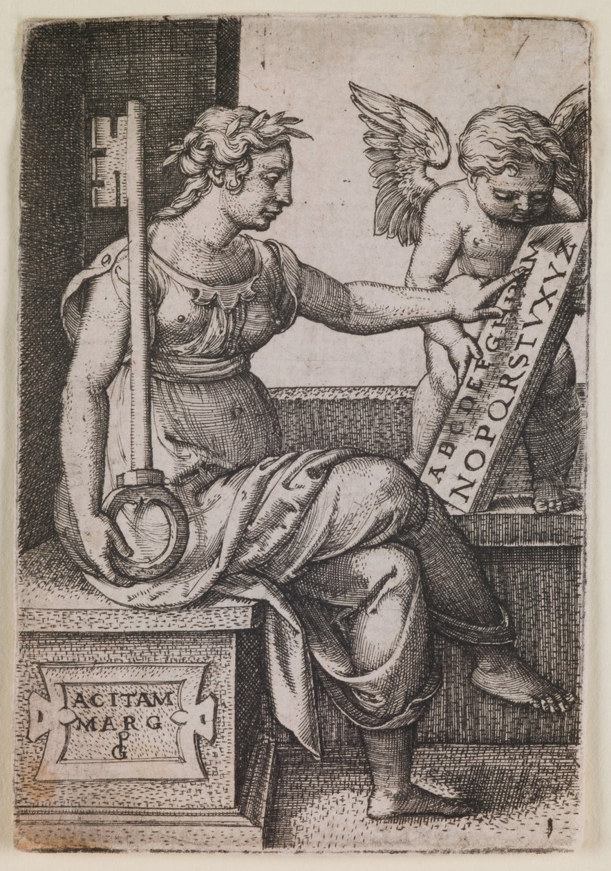 Grammatica, dalla serie "Le arti liberali", 1541 circa (incisione) da Georg Pencz