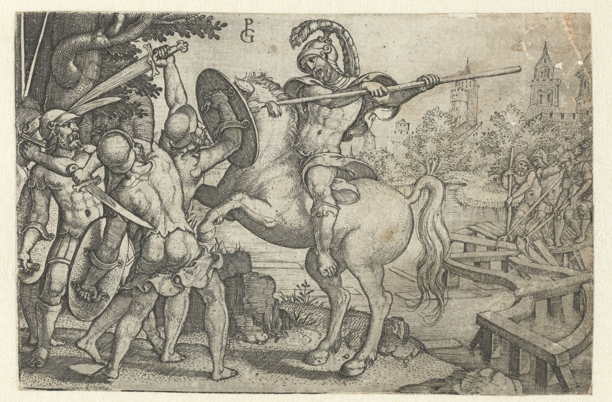 Orazio Coclite difende il ponte sul Tevere da Georg Pencz