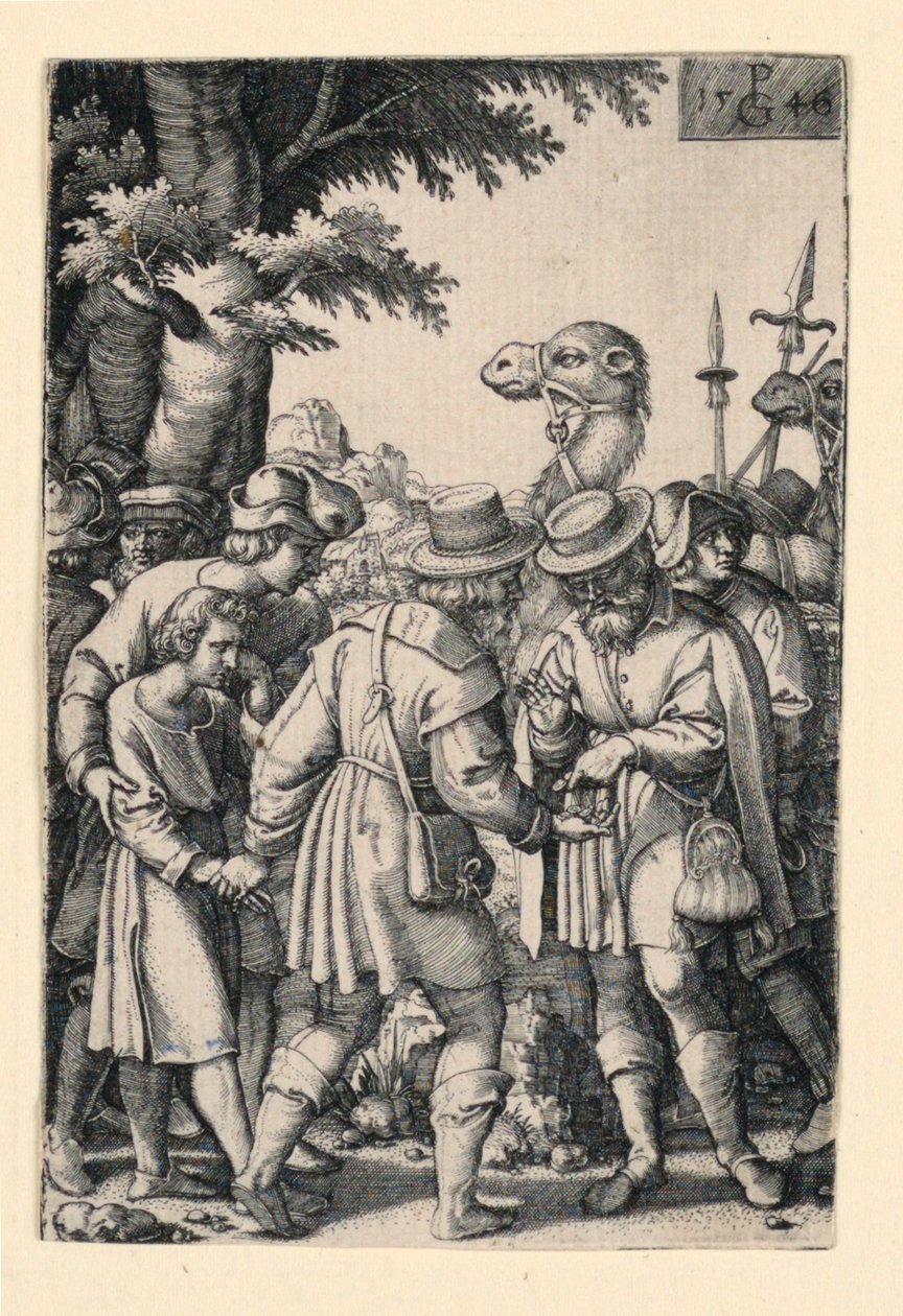 Giuseppe venduto dai suoi fratelli, dalla Storia di Giuseppe da Georg Pencz