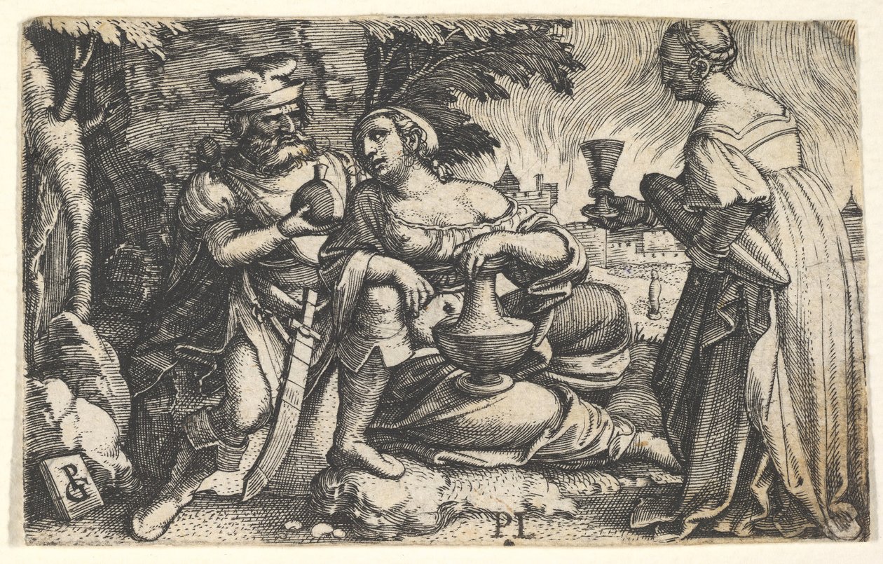 Lot e le sue figlie (dettaglio) da Georg Pencz