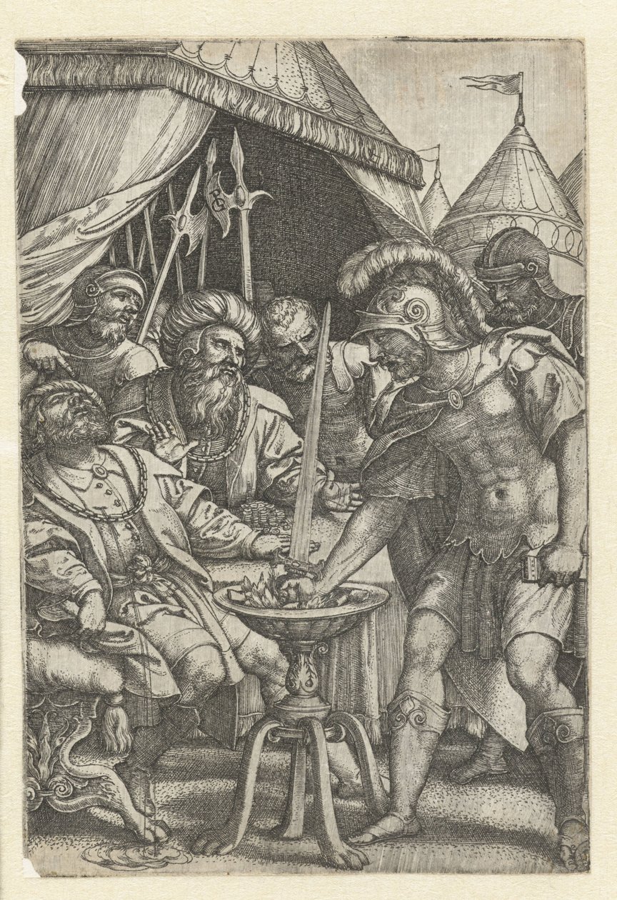 Mucio Scevola mette la mano destra nel fuoco (Eroi romani) da Georg Pencz