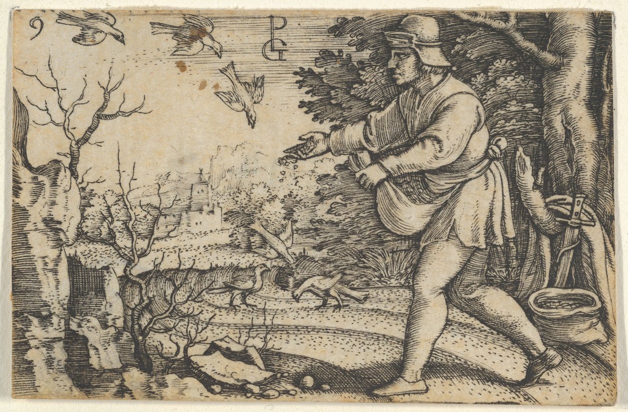 La parabola del seminatore, dalla Storia di Cristo da Georg Pencz