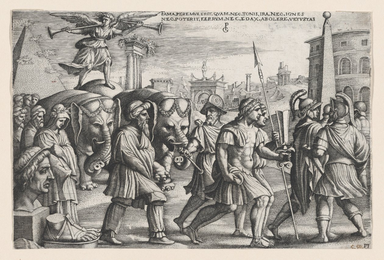 Il Trionfo della Fama sulla Castità, dai Trionfi di Petrarca da Georg Pencz