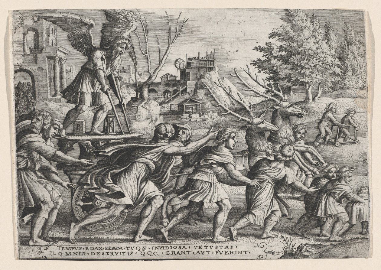 Il trionfo del tempo sulla fama, dai Trionfi di Petrarca da Georg Pencz