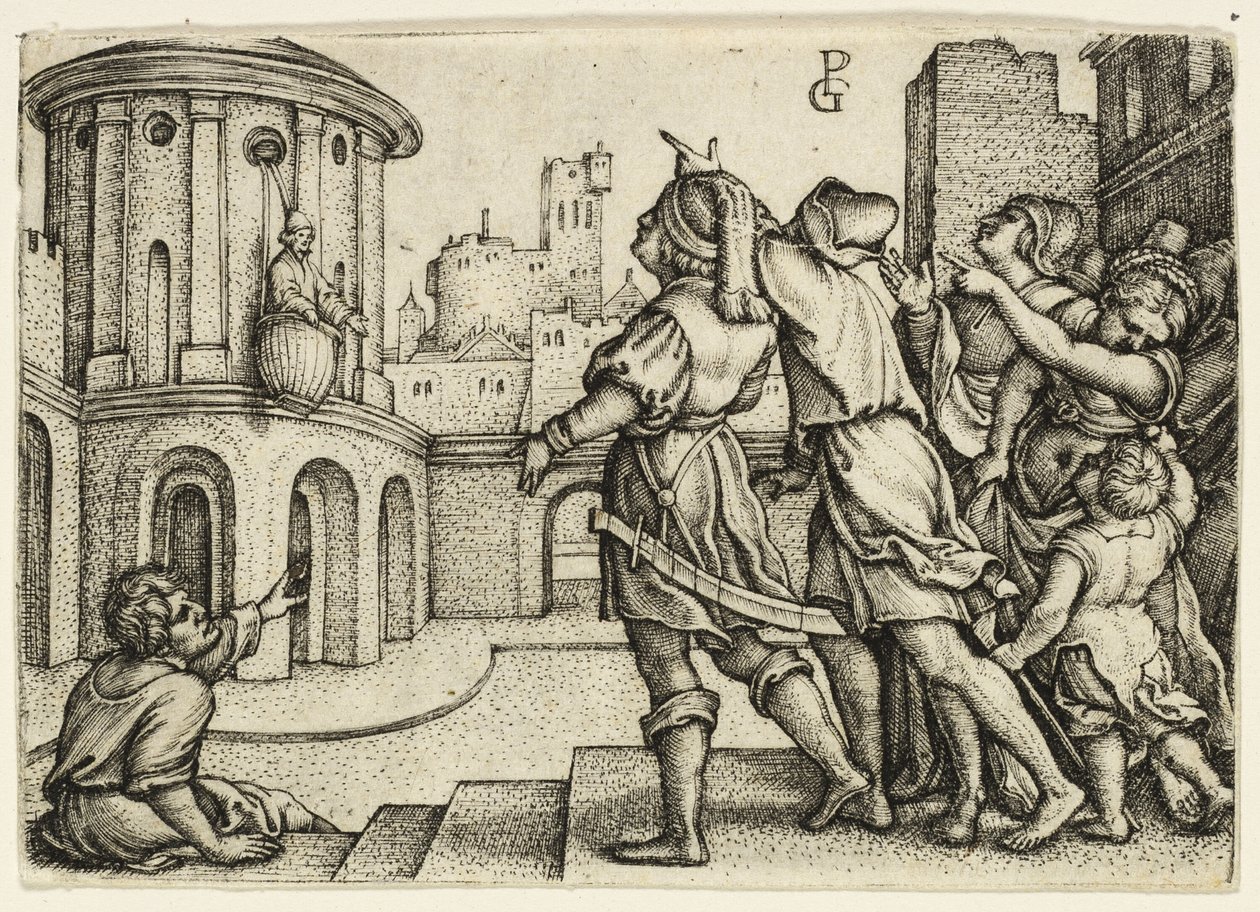 Virgilio il Mago Appeso nel Cestino da Georg Pencz