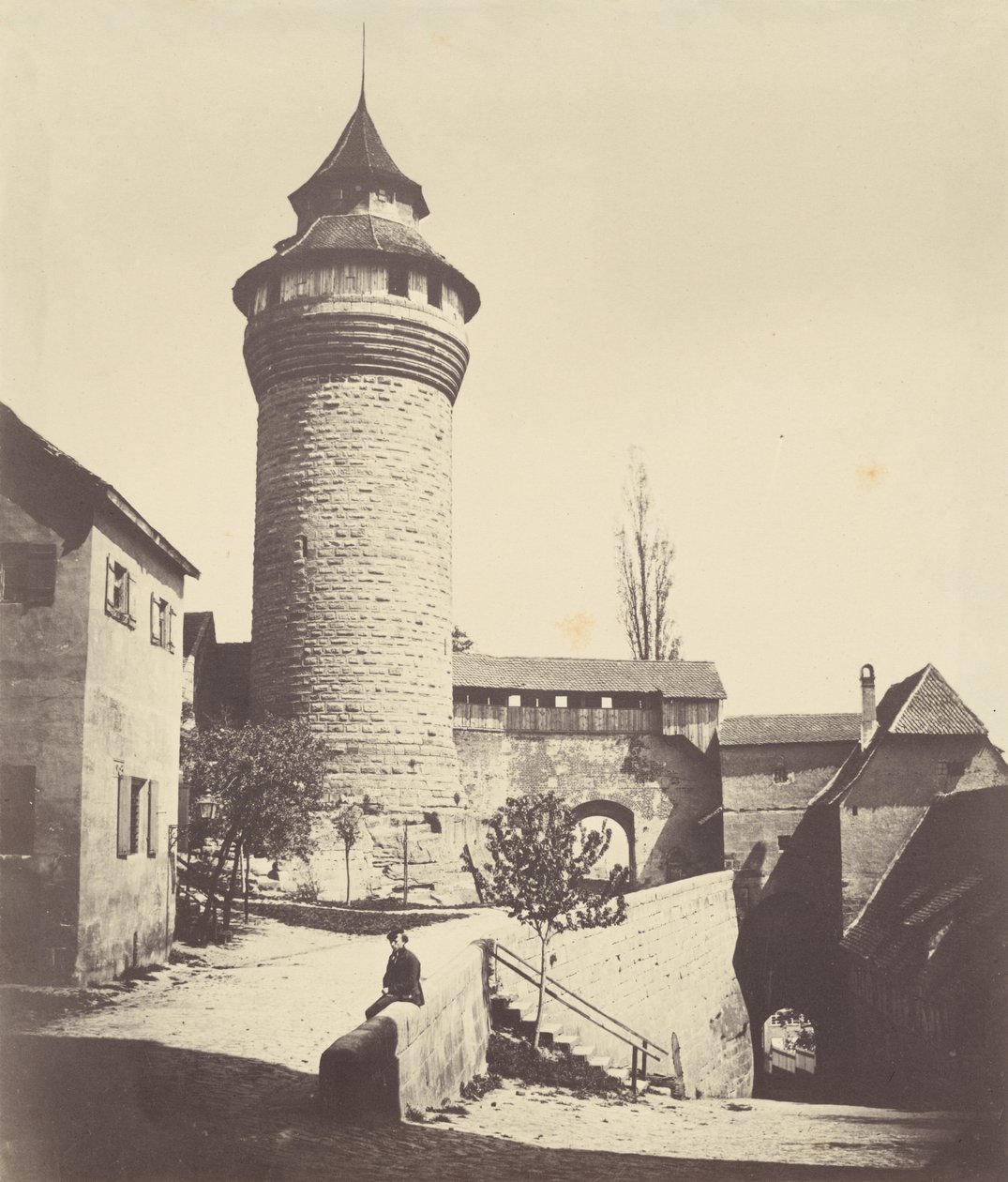 Der Runde Turm und der Festung in Nürnberg (La torre rotonda e la fortezza di Norimberga), 1852 circa (foto) da Georg Schmidt