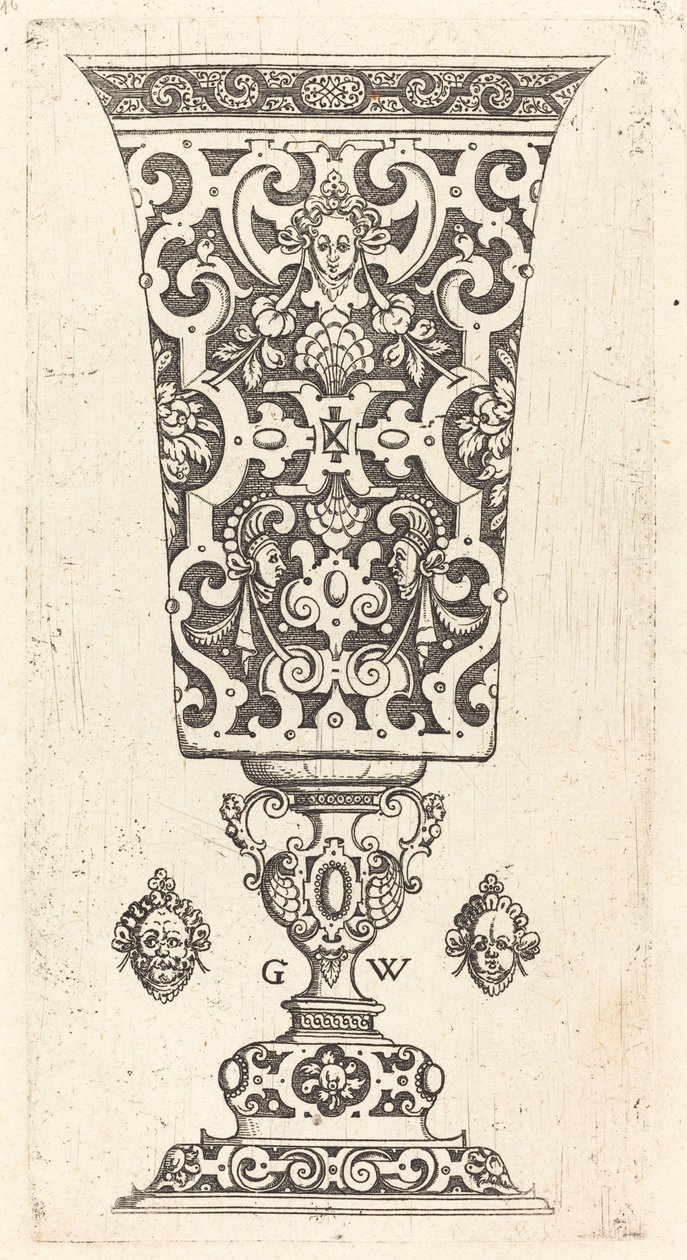 Calice decorato con maschera da Georg Wechter I