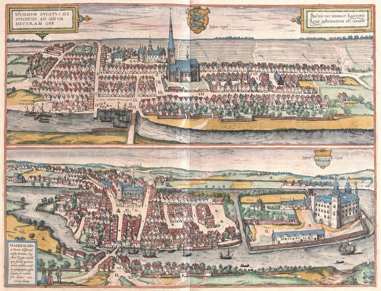Husum, Germania, illustrazione da Civitates Orbis Terrarum da Georg Braun und Franz Hogenberg