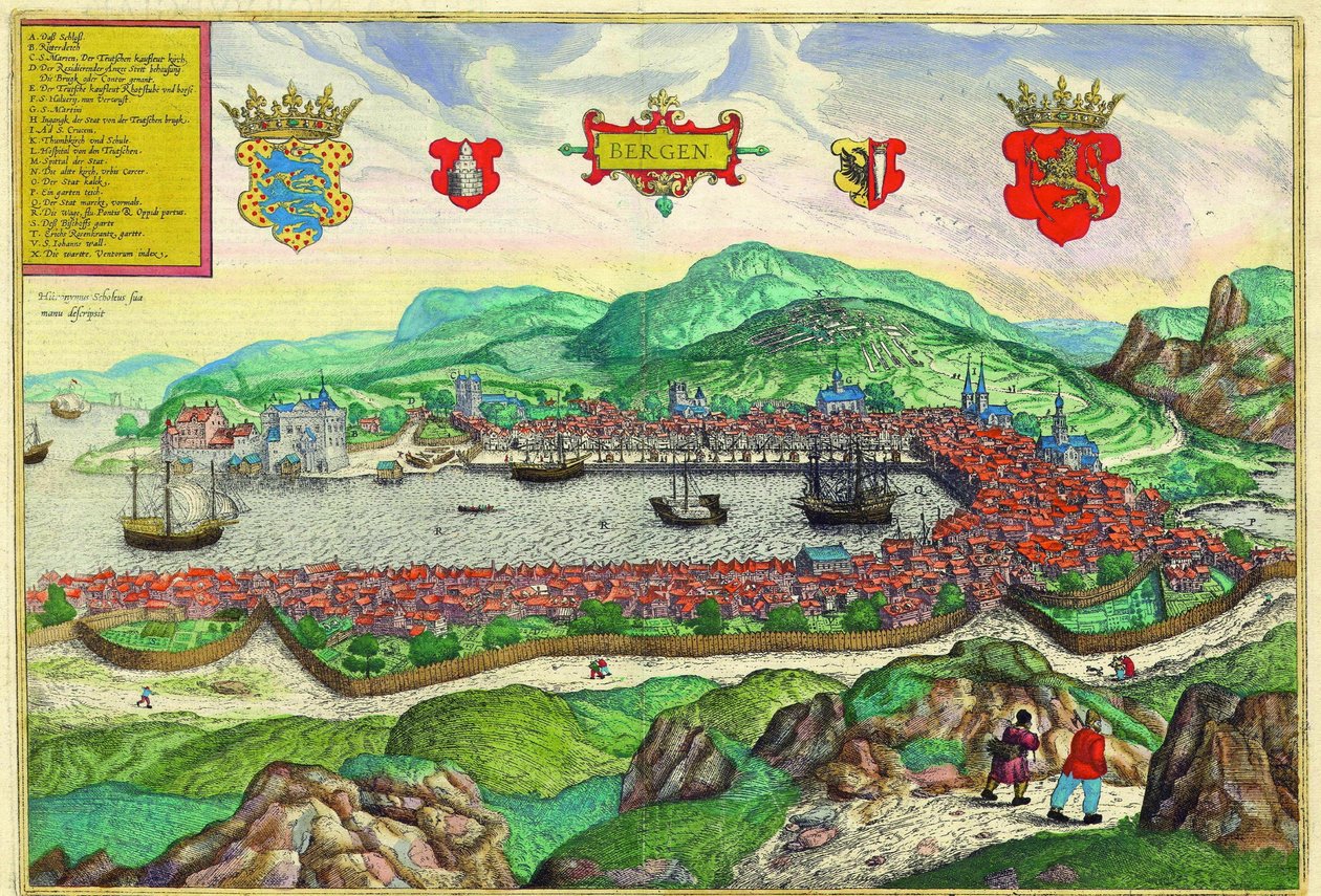 Bergen, Norvegia da Georg and Hogenberg Franz (1535 90) Braun