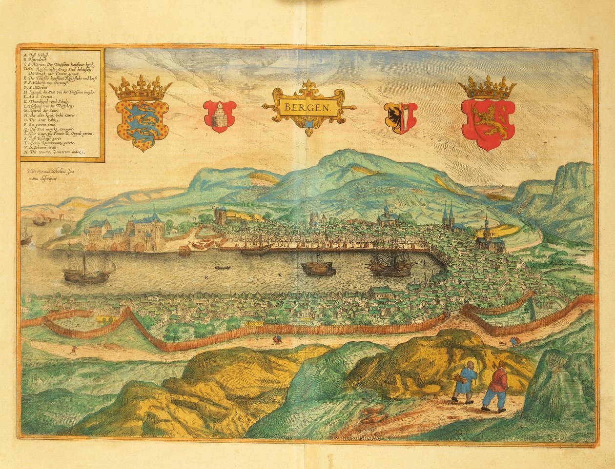 Bergen da Civitates Orbis Terrarum di Georg Braun da Georg Braun and Hogenberg Franz