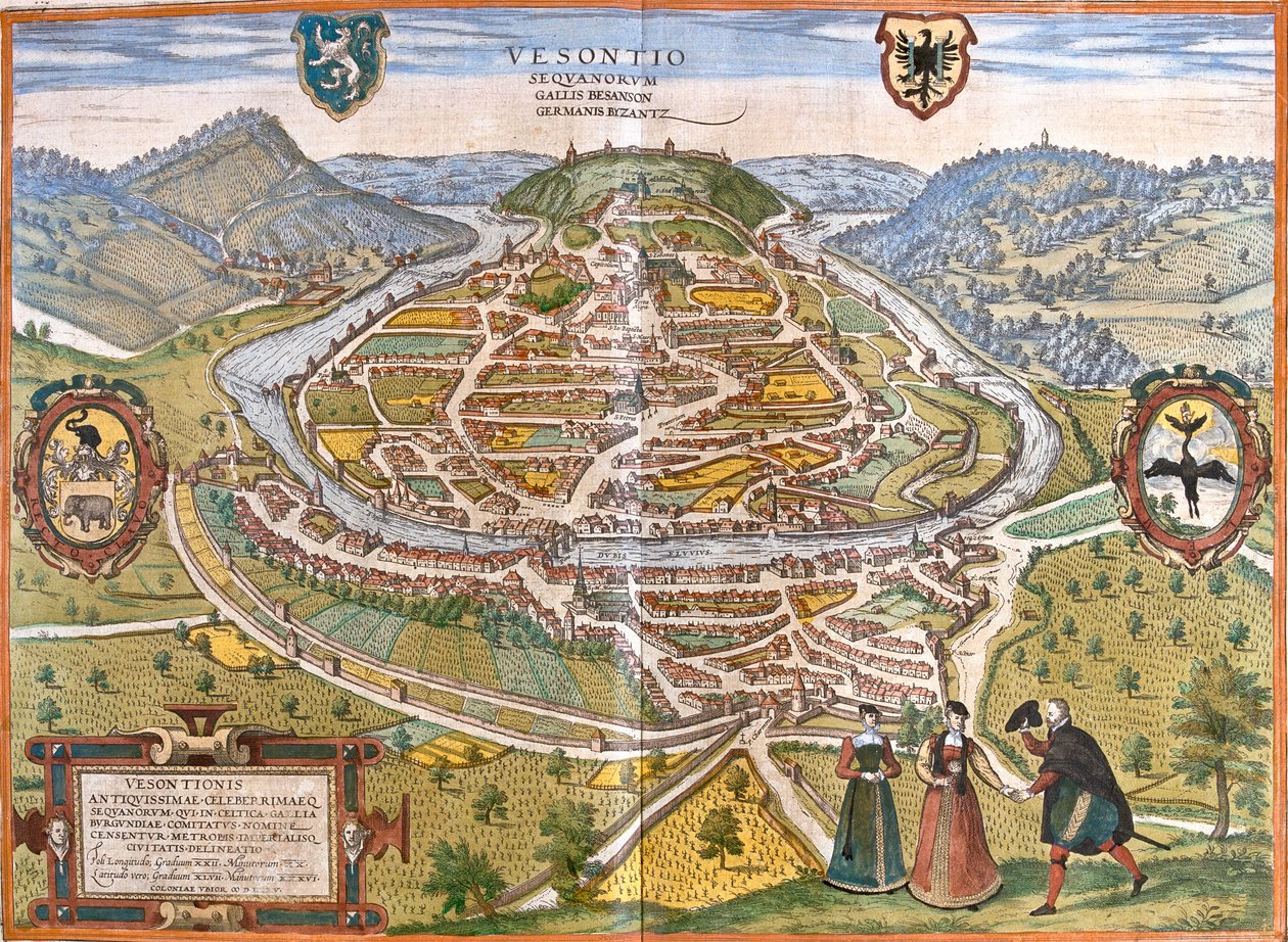 Besançon, Francia da Georg and Hogenberg Franz (1535 90) Braun