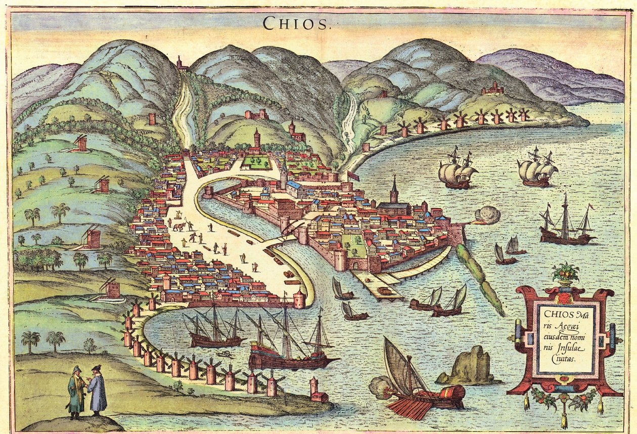 Chios, Grecia da Georg and Hogenberg Franz (1535 90) Braun