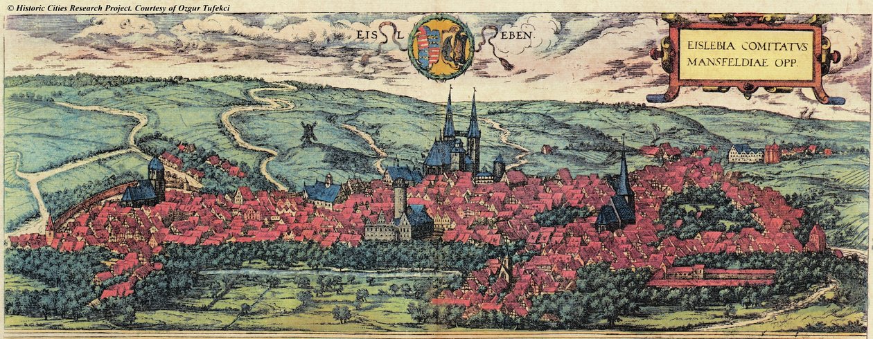 Eisleben in Sassonia da Georg and Hogenberg Franz (1535 90) Braun