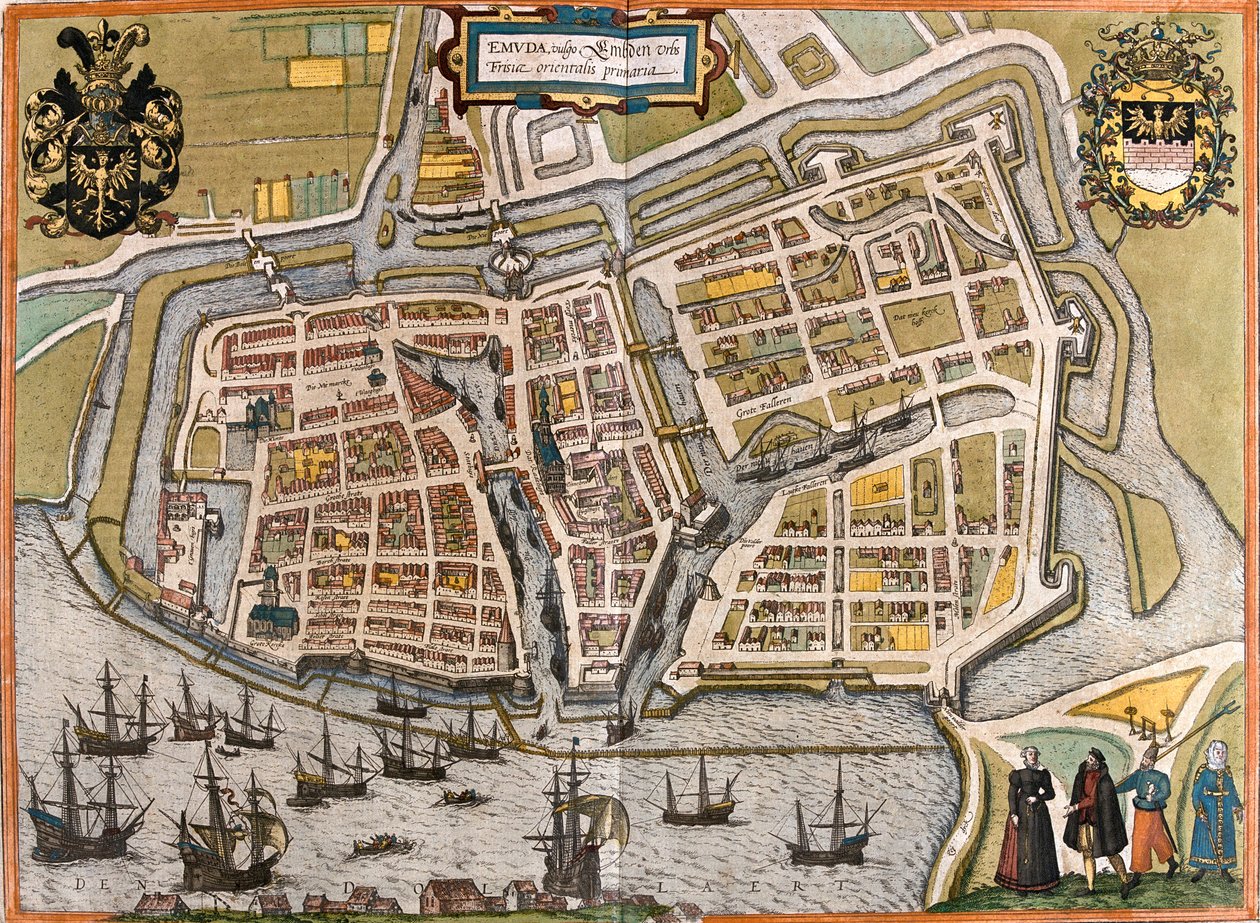 Emden, Germania da Georg and Hogenberg Franz (1535 90) Braun