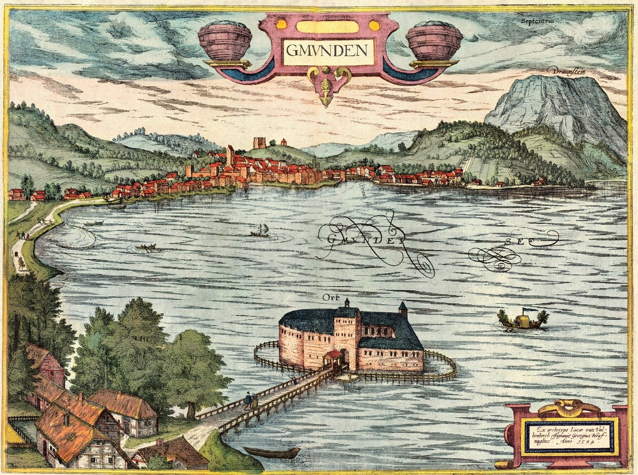 Gmunden, Austria da Georg and Hogenberg Franz (1535 90) Braun