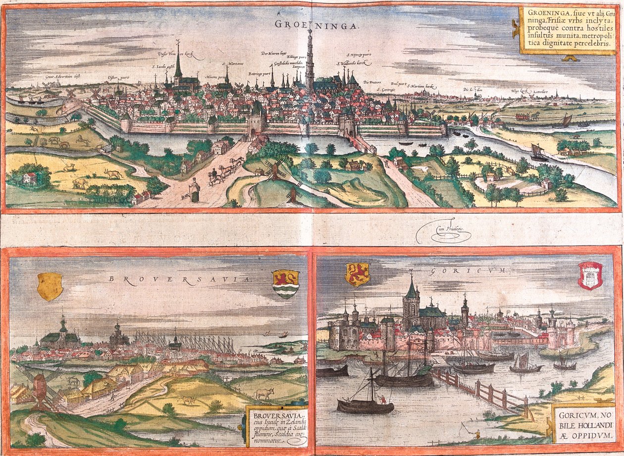 Groninga, Brouwershaven, Gorinchem, Paesi Bassi da Georg and Hogenberg Franz (1535 90) Braun