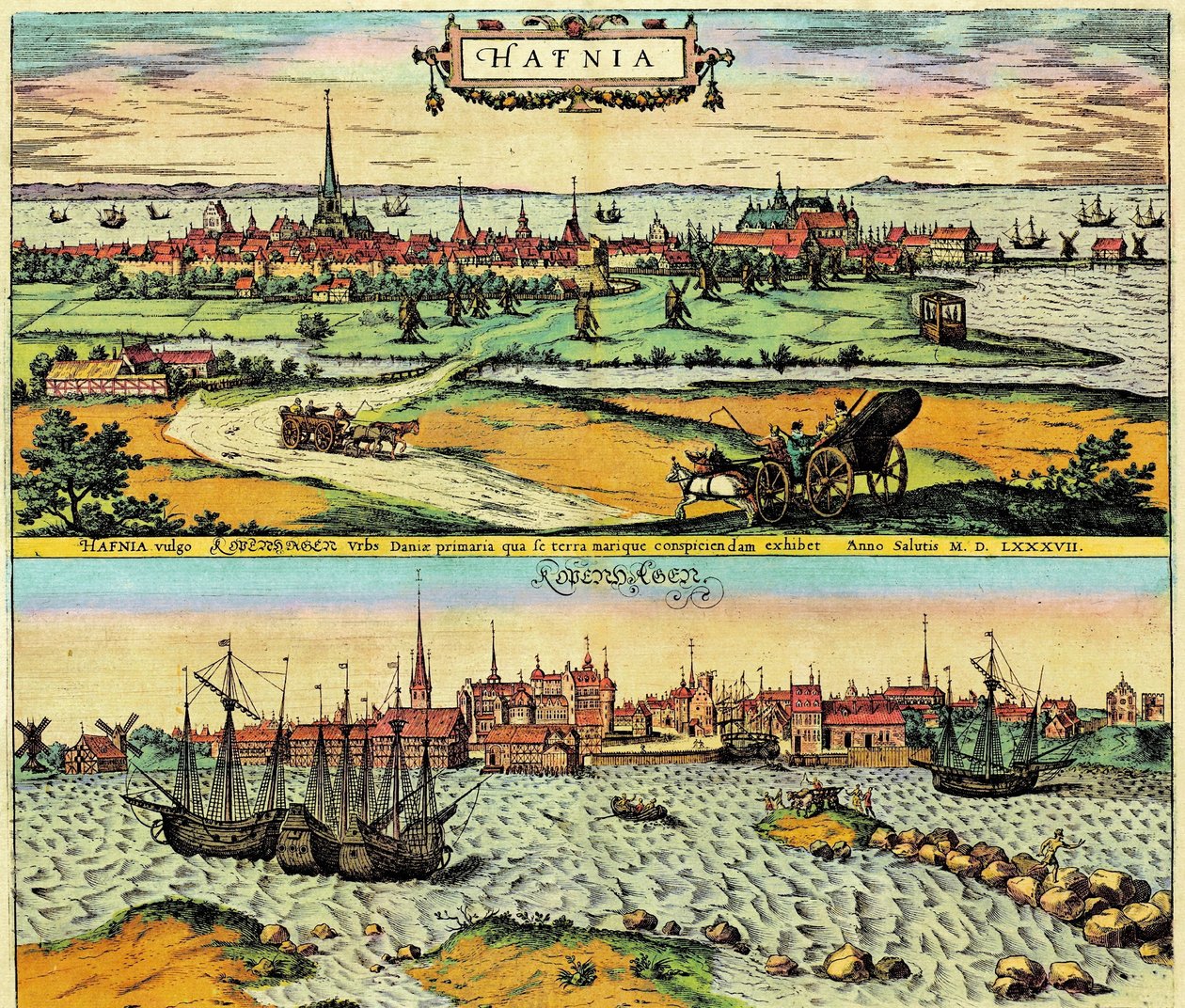 Hafnia/Kobenhavn, Danimarca da Georg Braun and Hogenberg Franz