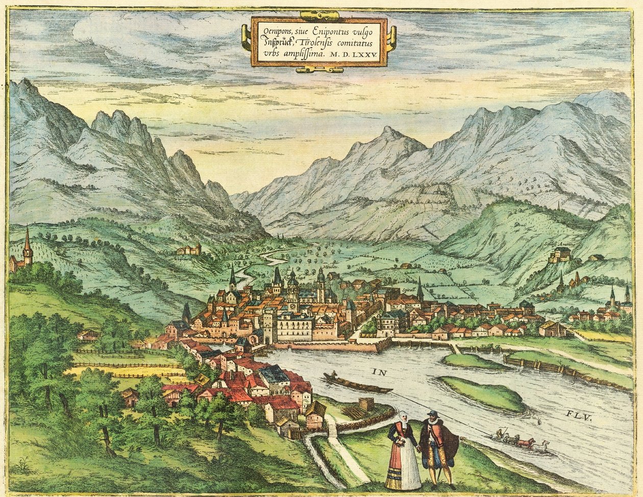 Innsbruck, Austria, Tirolo da Georg and Hogenberg Franz (1535 90) Braun