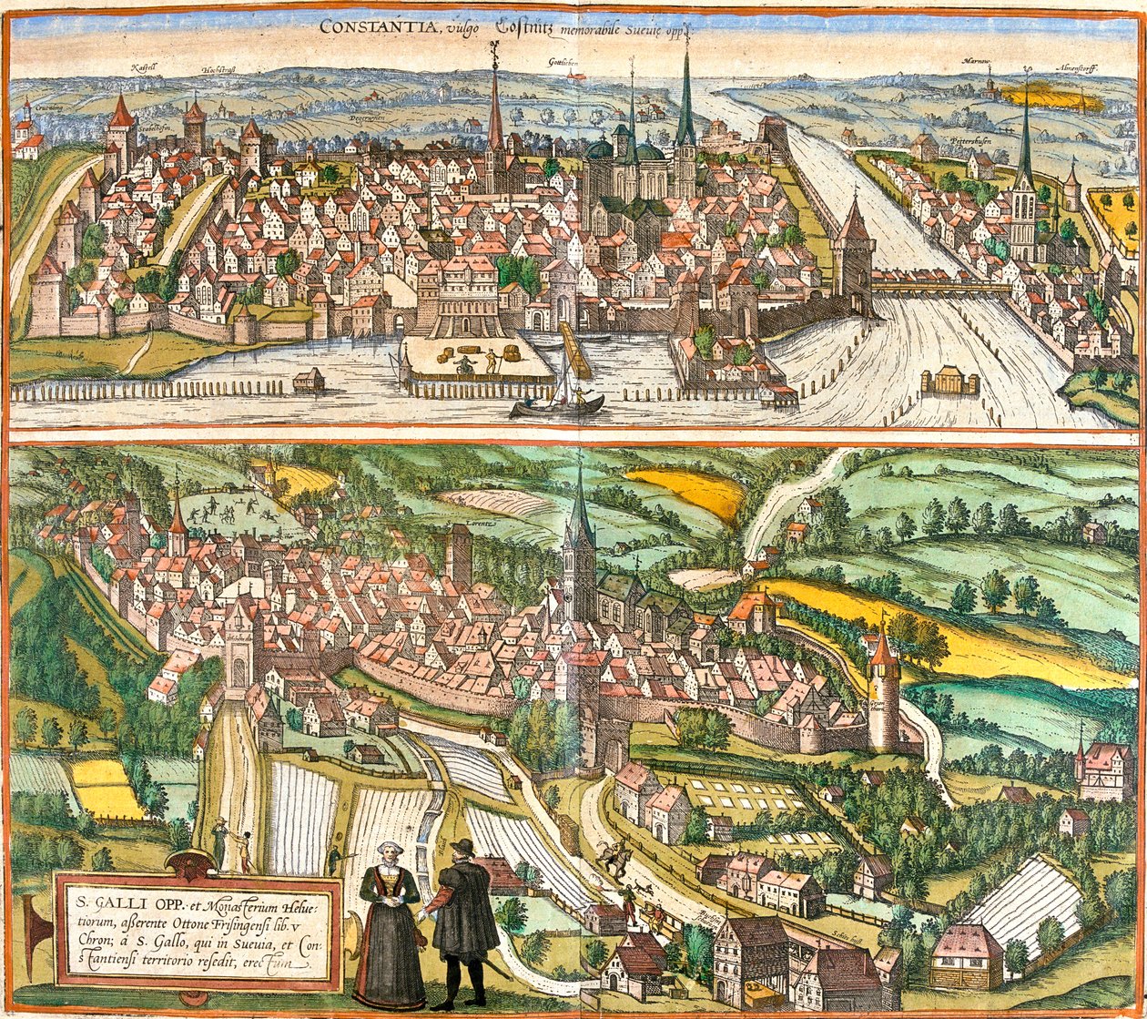 Costanza, San Gallo, , Germania, Svizzera da Georg and Hogenberg Franz (1535 90) Braun