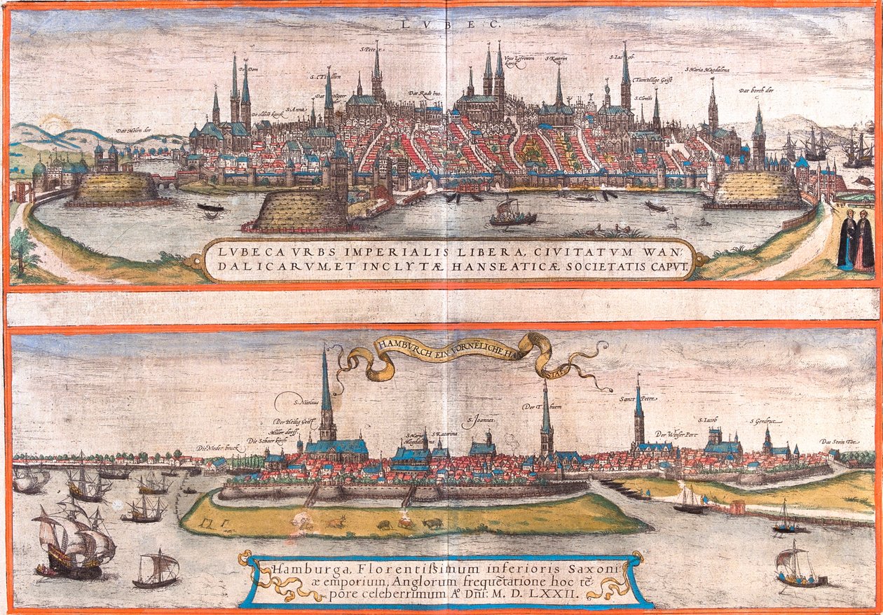 Lubecca, Amburgo, Germania da Georg and Hogenberg Franz (1535 90) Braun