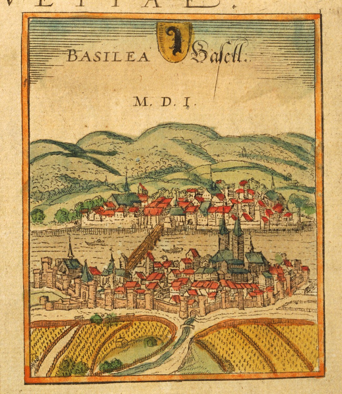 Mappa di Basilea da Civitates Orbis Terrarum da Georg Braun and Hogenberg Franz